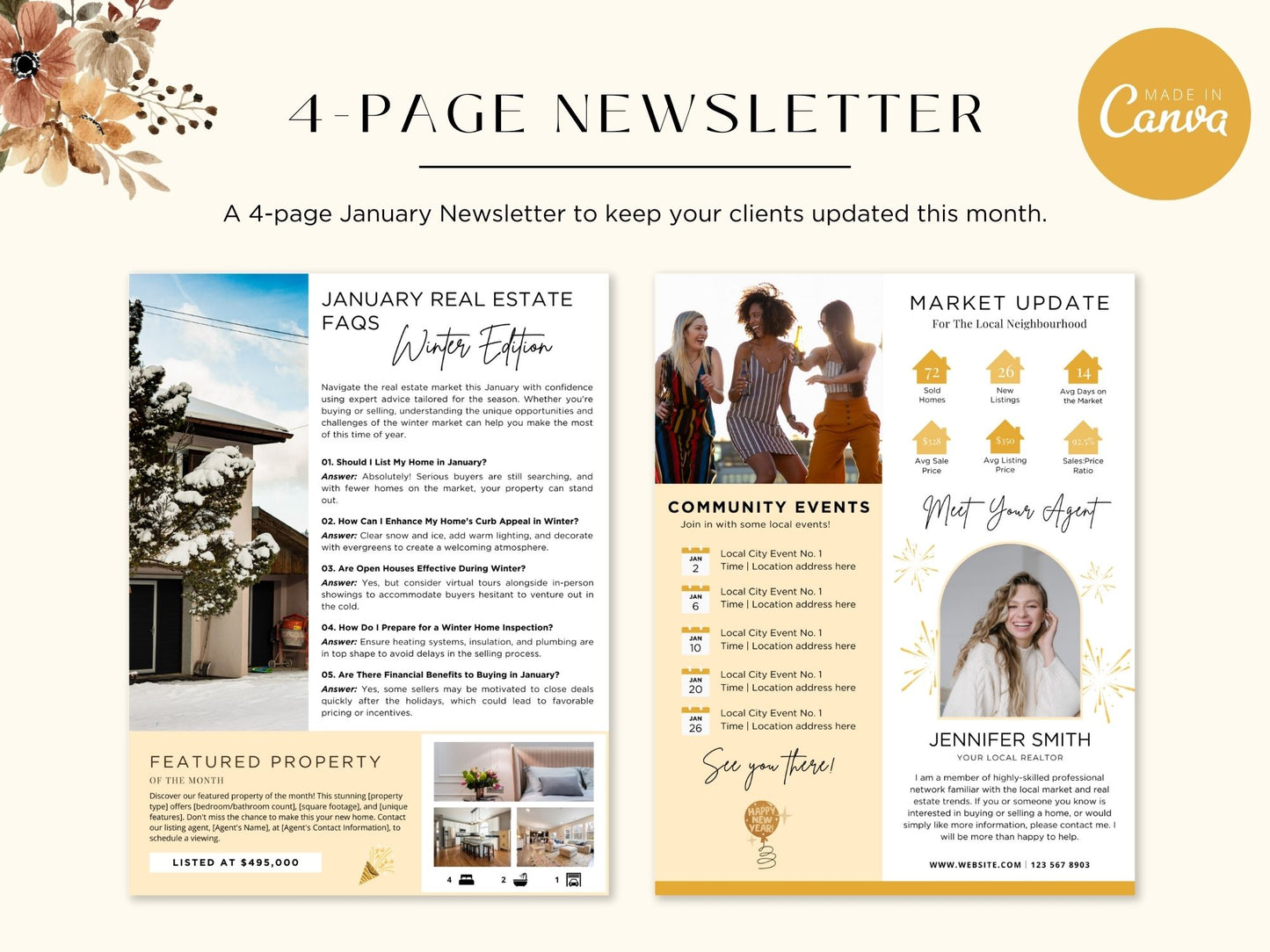 January Newsletter 2025 featuring real estate updates, tips, and trends for client engagement.