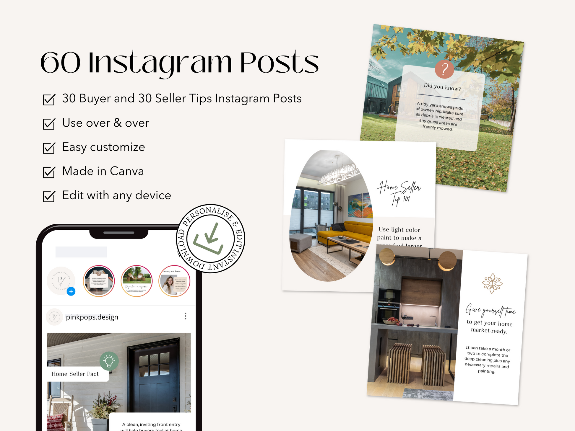 Buyer and Seller Tips Instagram Posts - Engaging visual content offering valuable insights for real estate buyers and sellers.