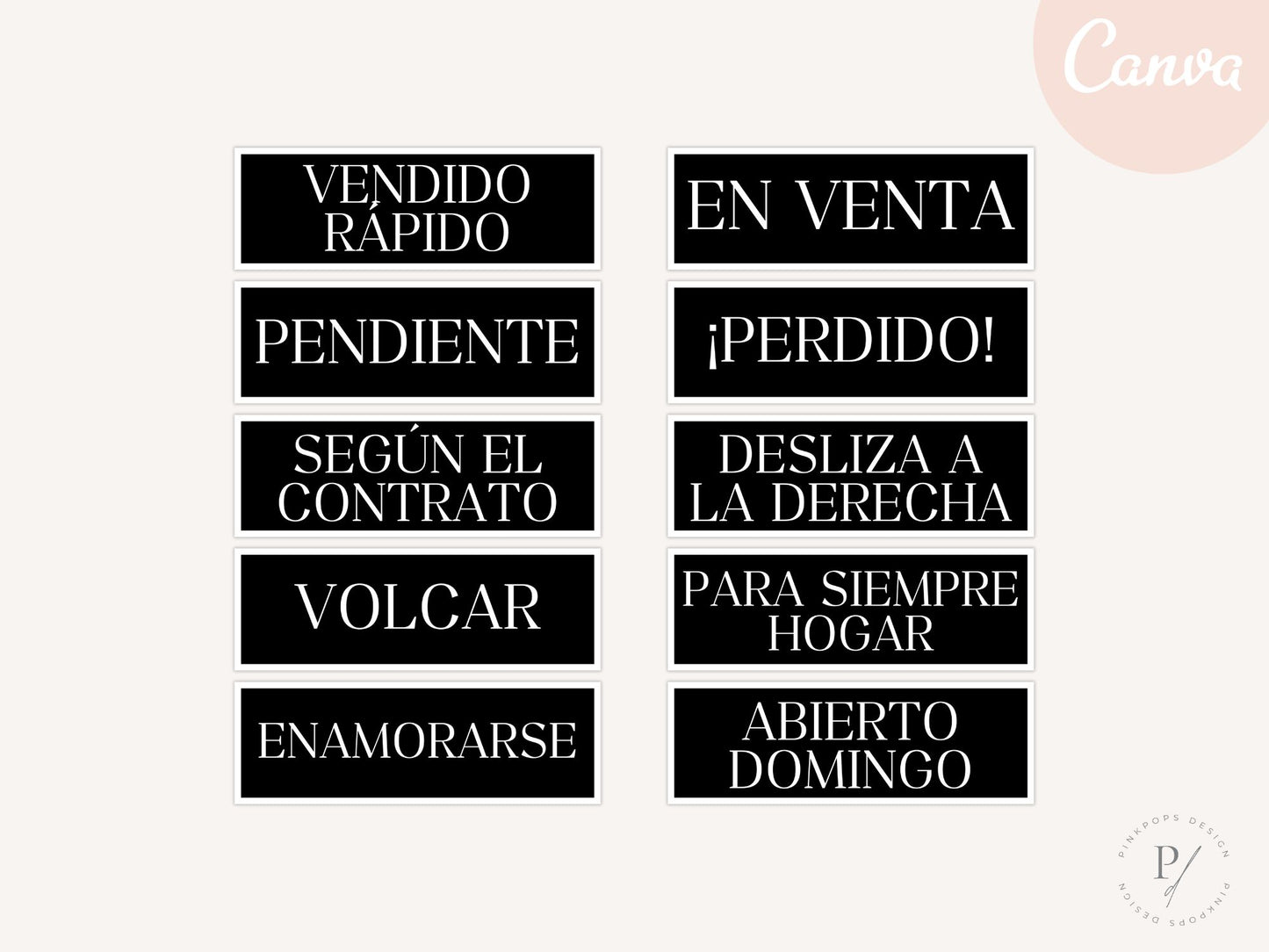 Black Spanish Yard Signs- Stylish yard signs for Spanish-speaking real estate clients.