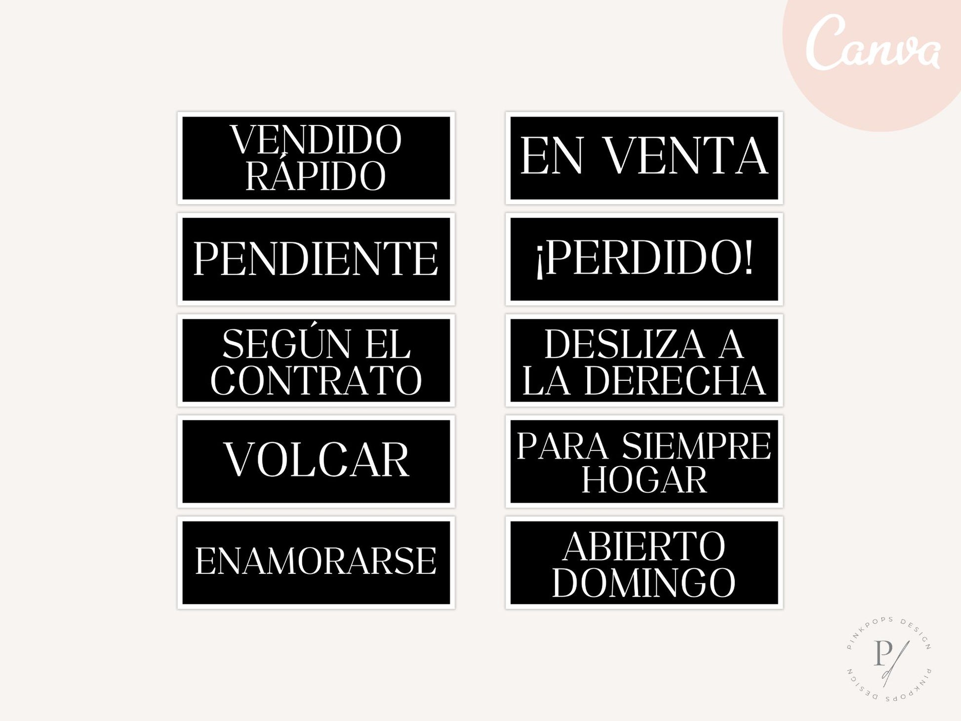 Black Spanish Yard Signs- Stylish yard signs for Spanish-speaking real estate clients.