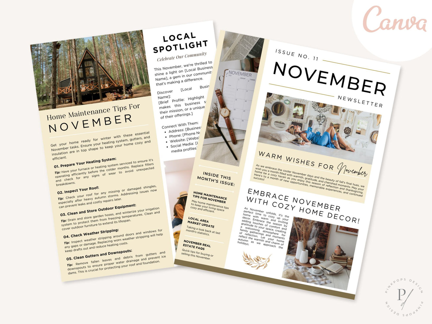 November Newsletter 2024 Vol 02 template for real estate professionals, featuring market updates and seasonal home maintenance tips.