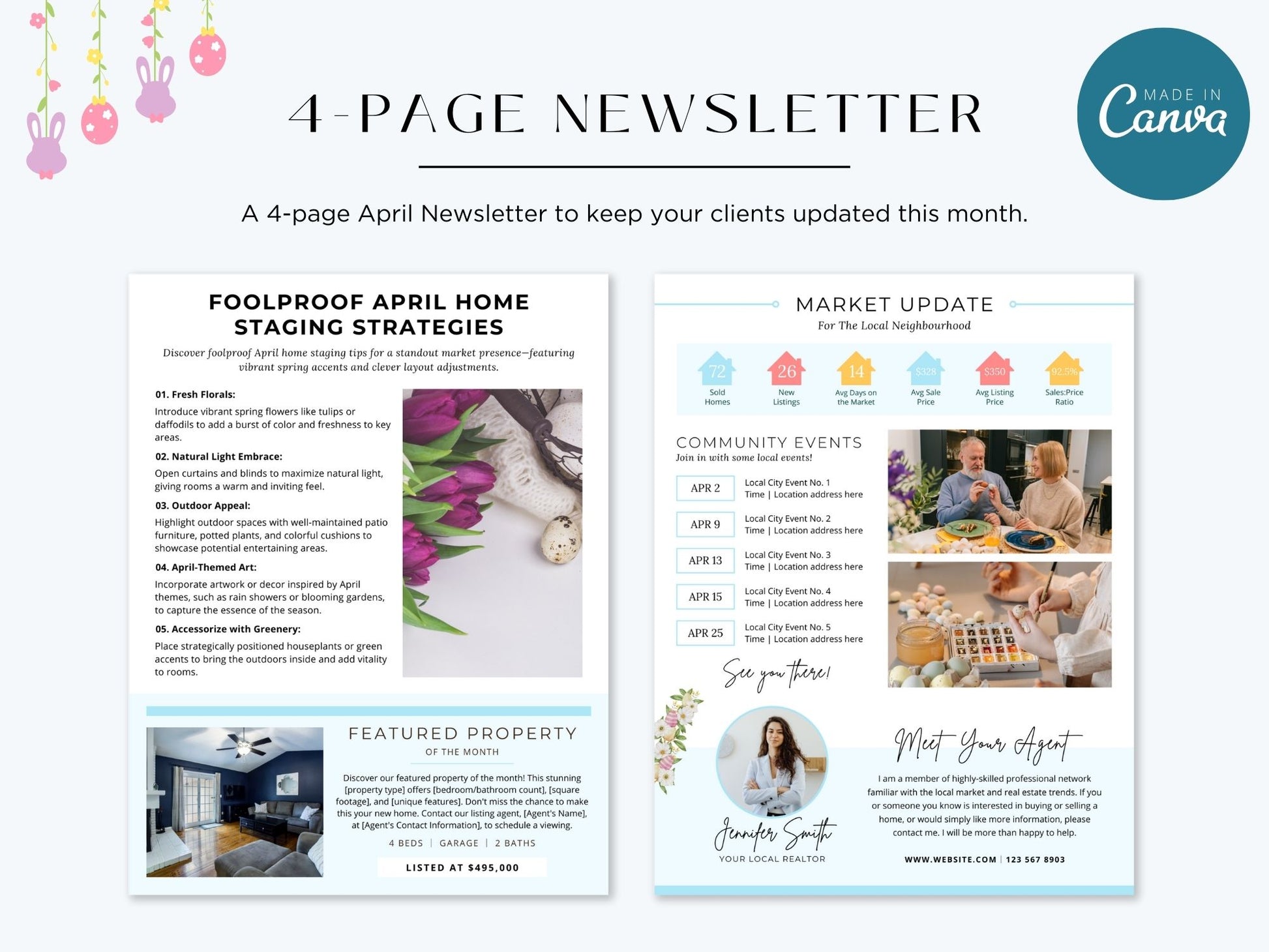 Minimal April Newsletter 2024 - Clean and modern real estate newsletter template for impactful communication.