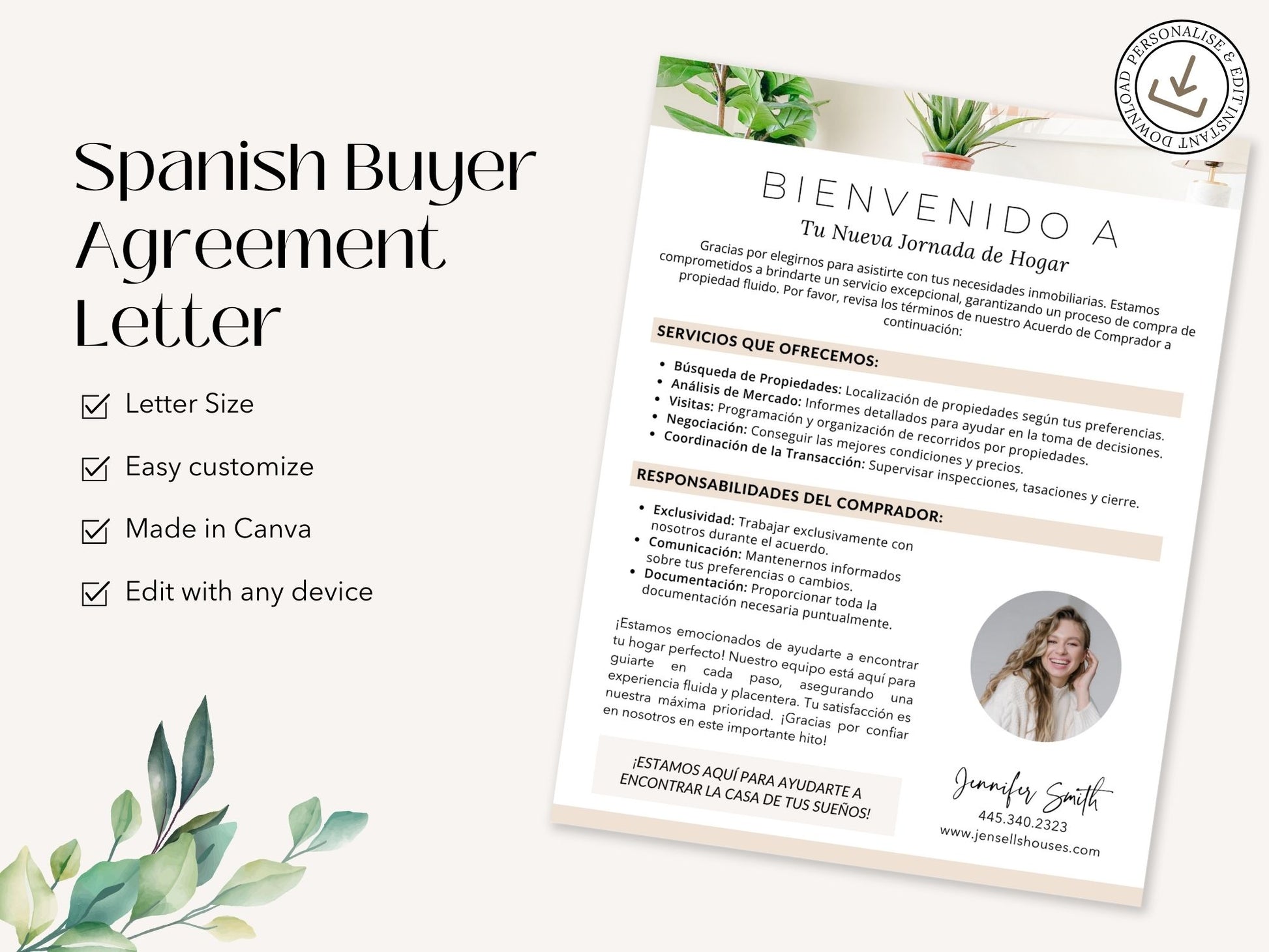 Spanish Buyer Agreement Letter Vol 01 - A comprehensive buyer agreement guide in Spanish
for real estate agents and clients.