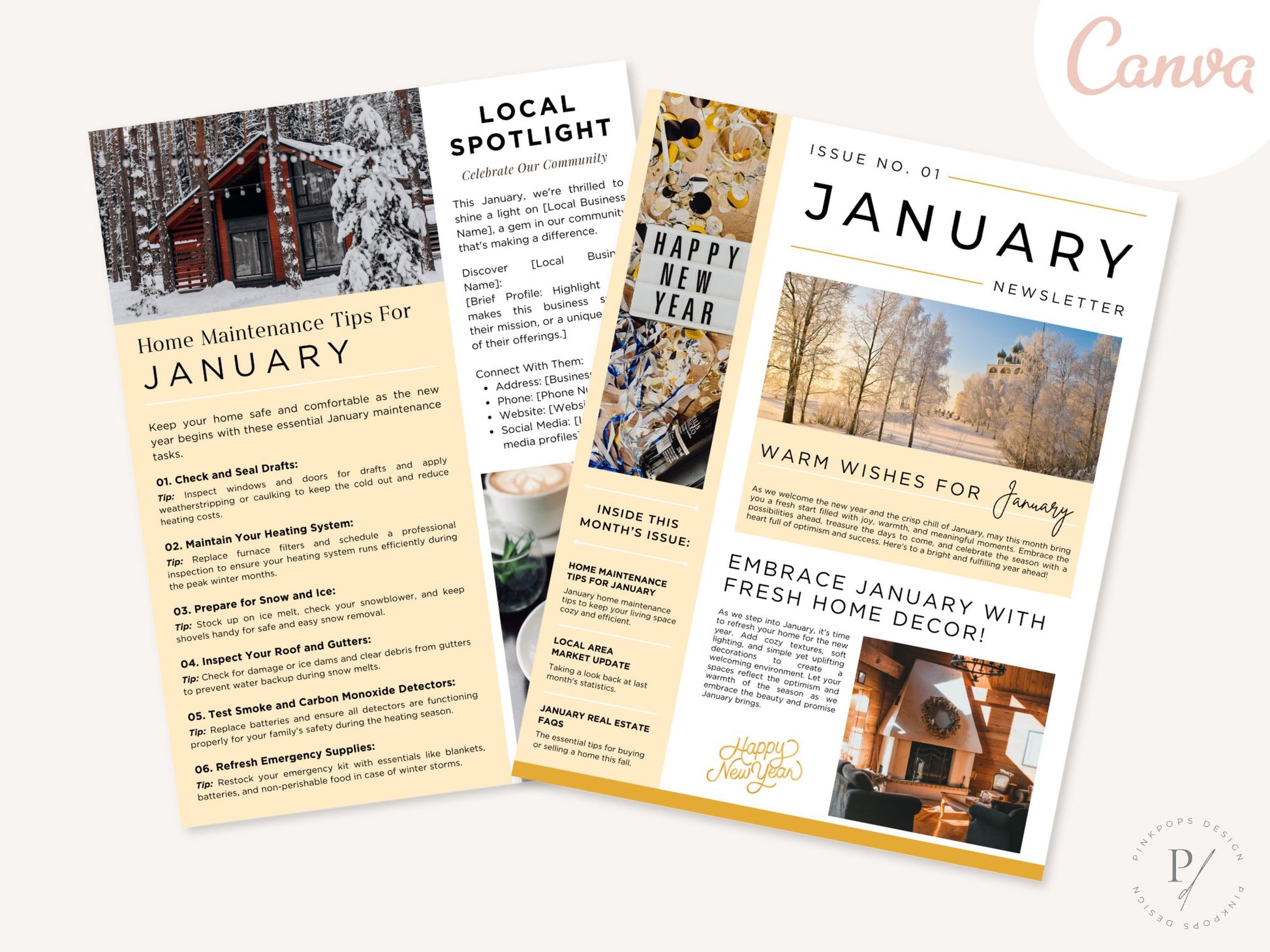 January Newsletter 2025 featuring real estate updates, tips, and trends for client engagement.