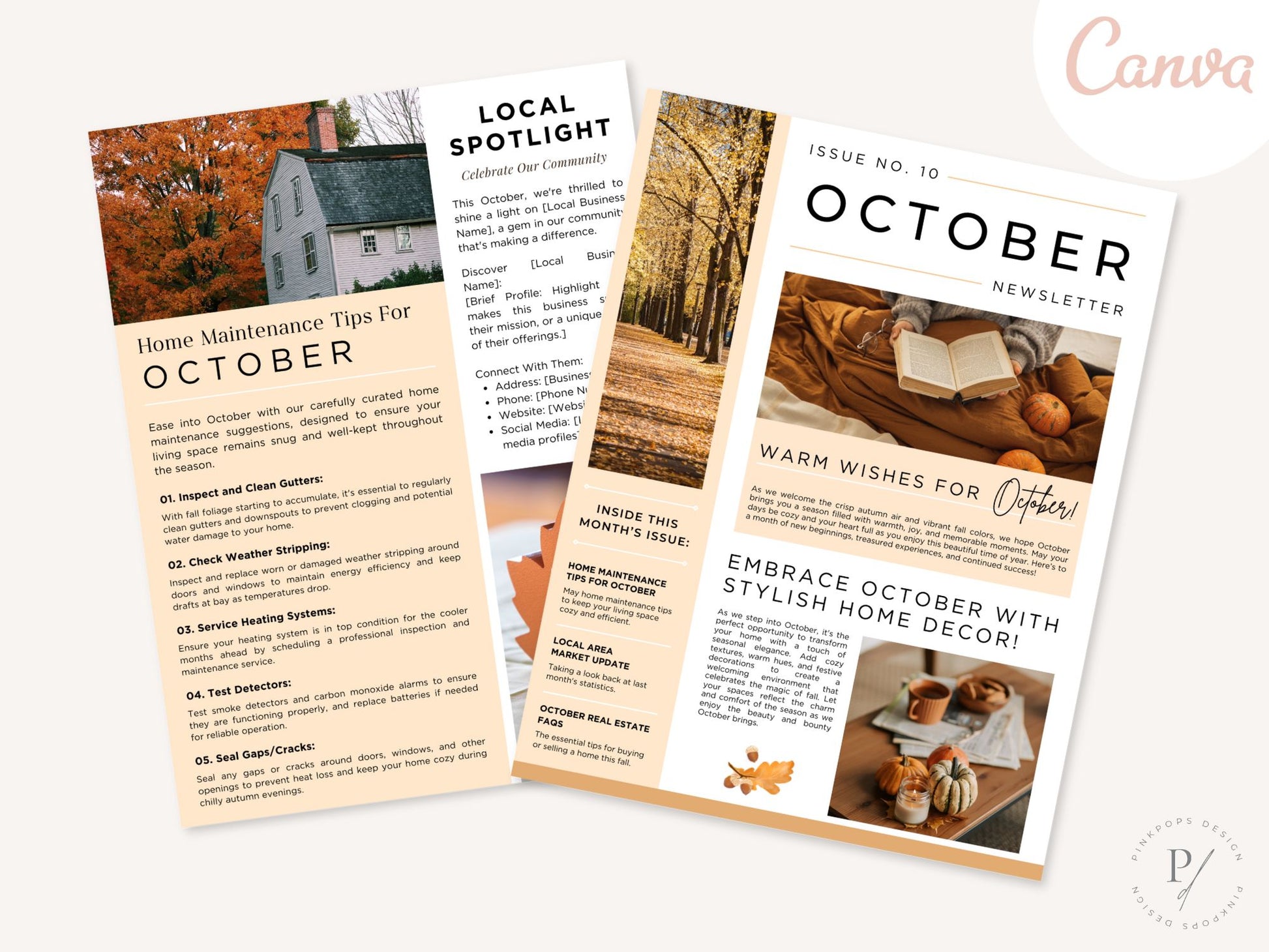 October Newsletter 2024 Vol 02 template for real estate professionals, featuring market trends and seasonal tips.