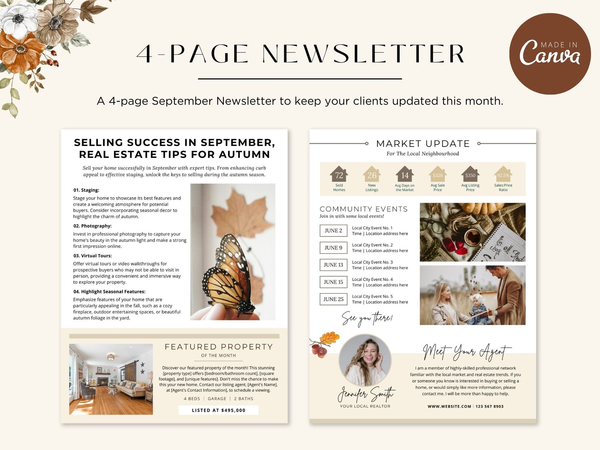 Minimal September Newsletter 2024 - A sleek and modern template for real estate updates.