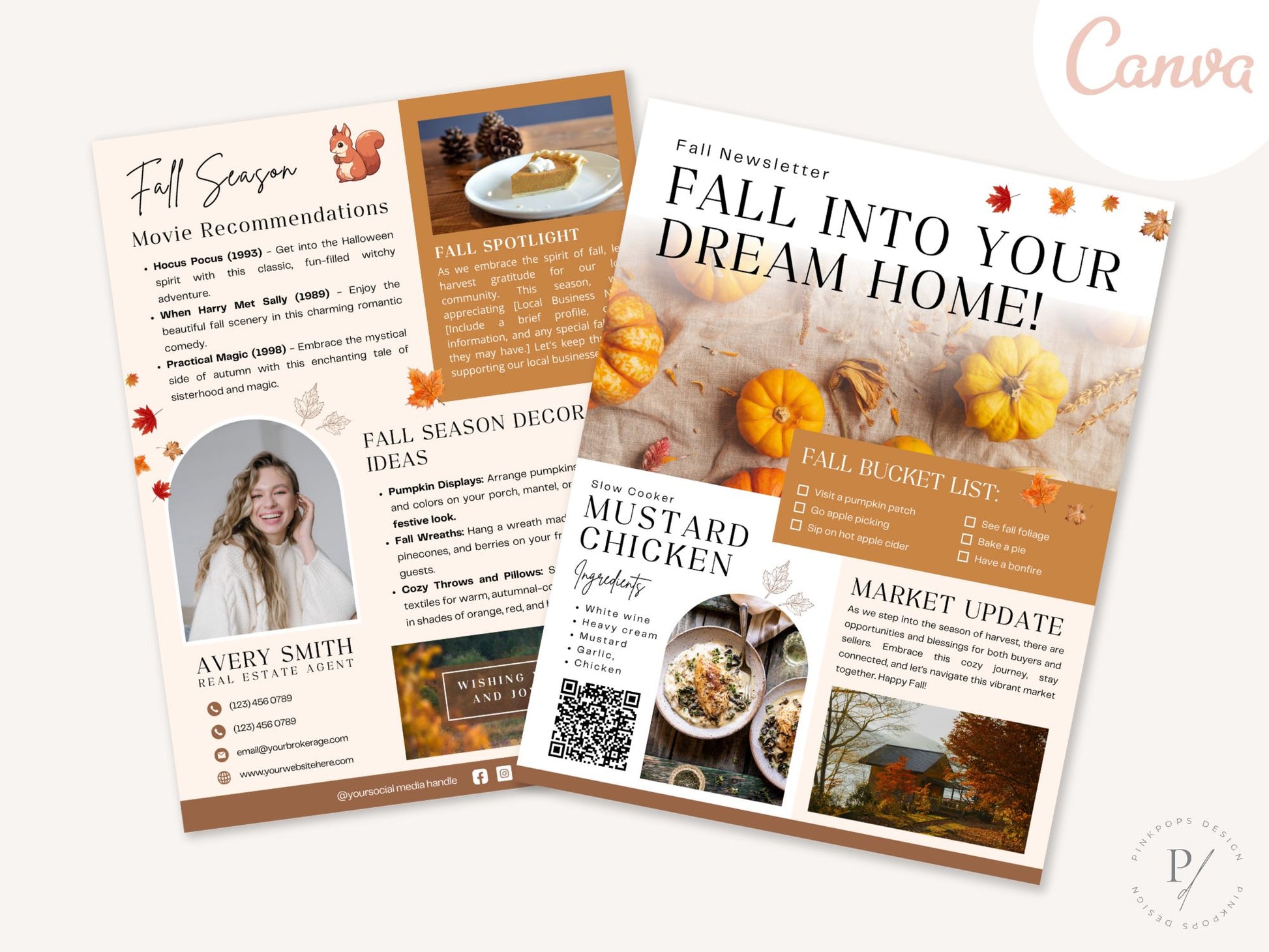 Fall Holiday Newsletter 2024 template designed for real estate professionals, featuring seasonal
market trends and holiday tips.
