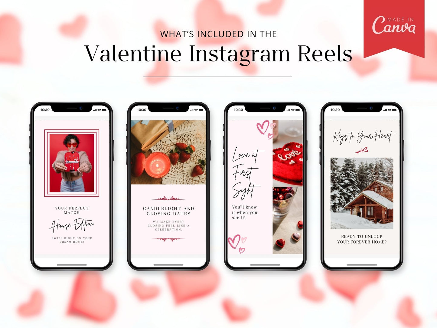 Valentine-themed Instagram reel templates for realtors, perfect for engaging audiences with romantic and creative real estate content.