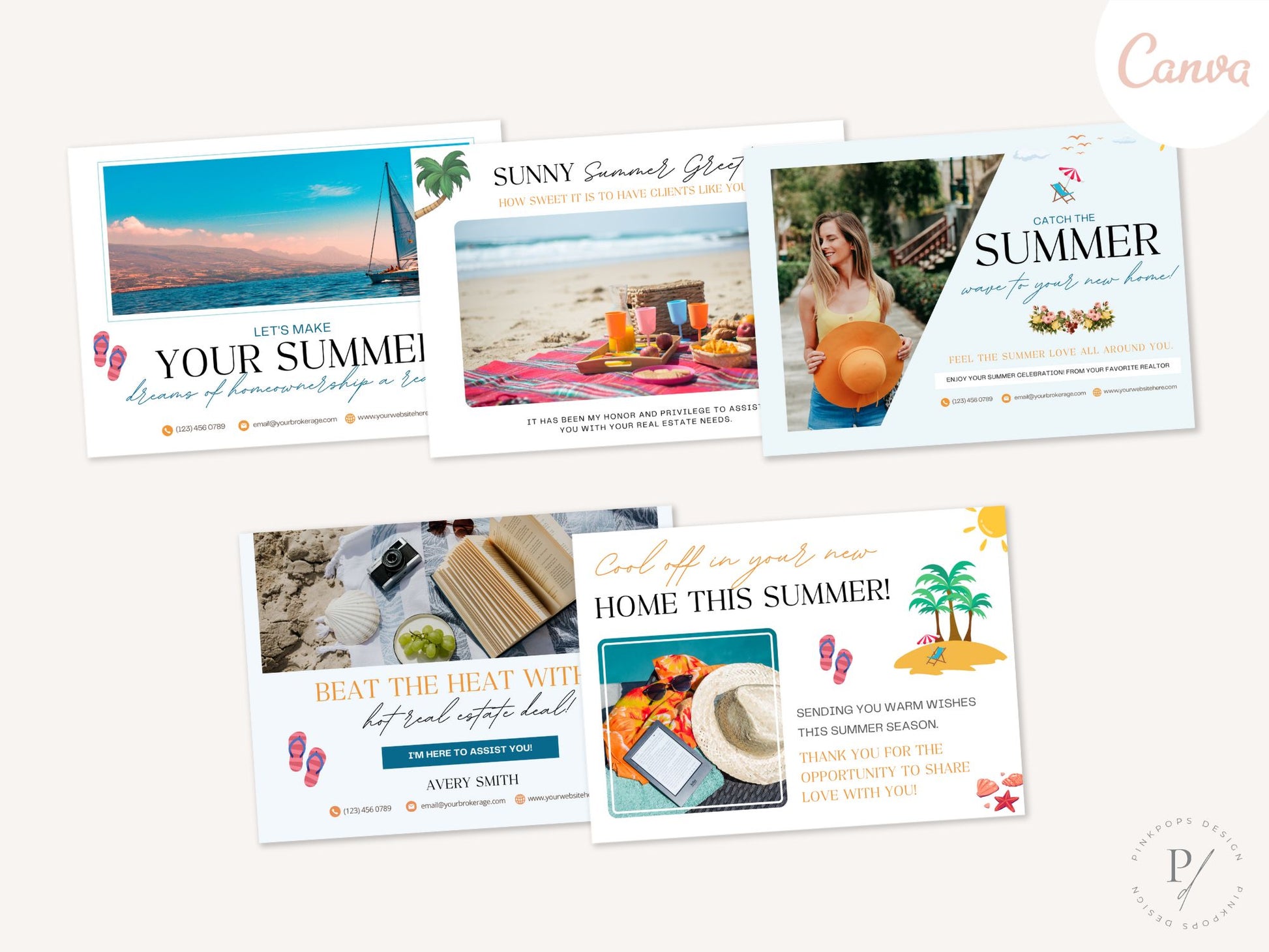 Summer Postcard Bundle - Vibrant designs perfect for staying connected with clients and prospects during the sunny season.