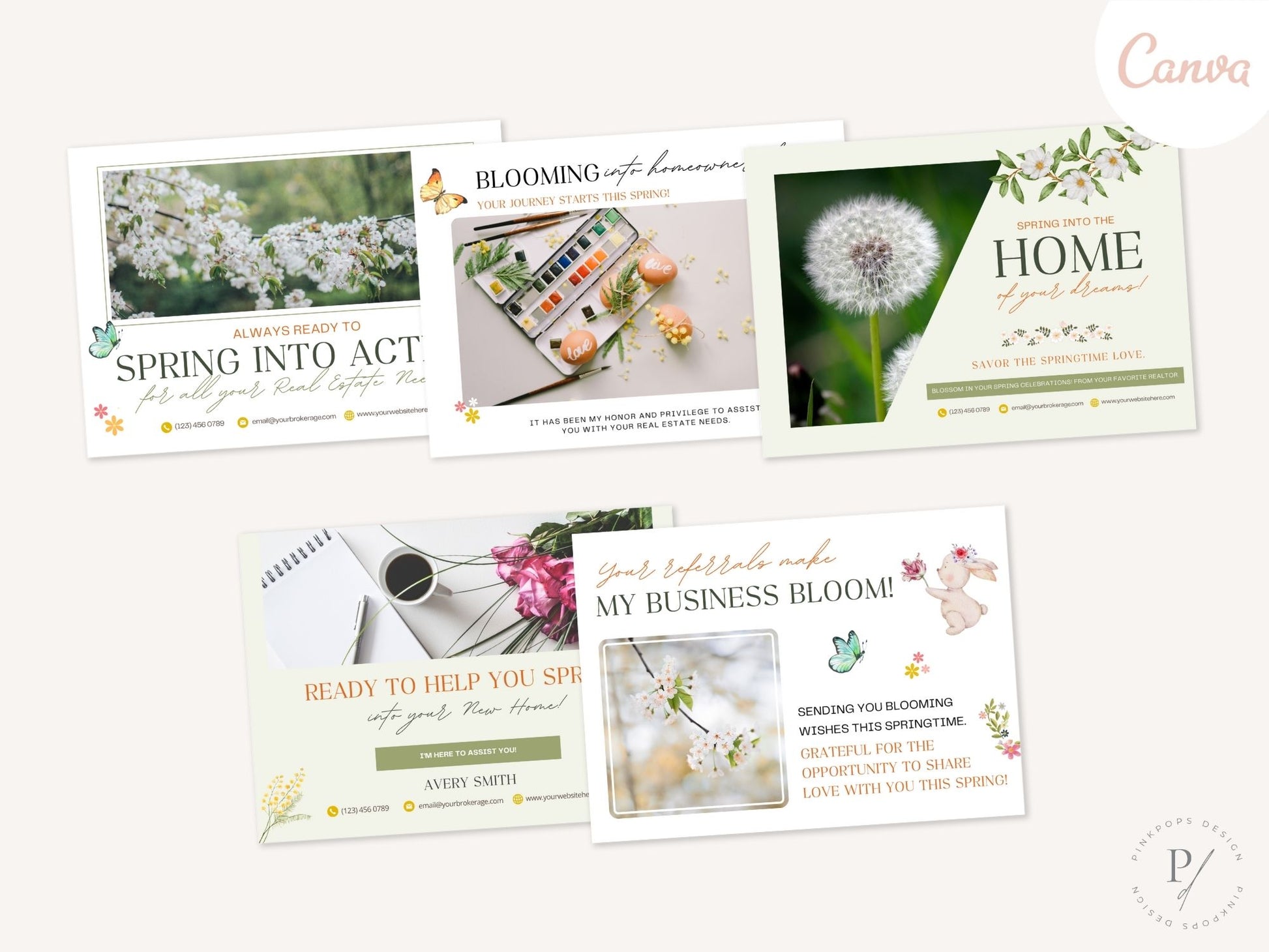 Spring Postcard Bundle - Eye-catching postcards for vibrant real estate marketing in the spring season.