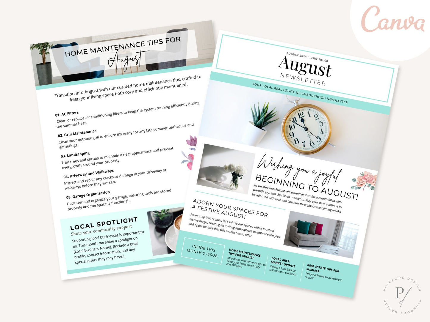 Minimal August Newsletter - Sleek and modern template for real estate updates and insights.