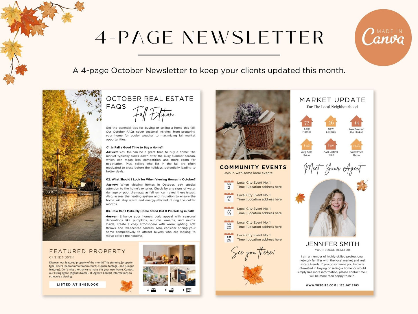 October Newsletter 2024 Vol 02 template for real estate professionals, featuring market trends and seasonal tips.