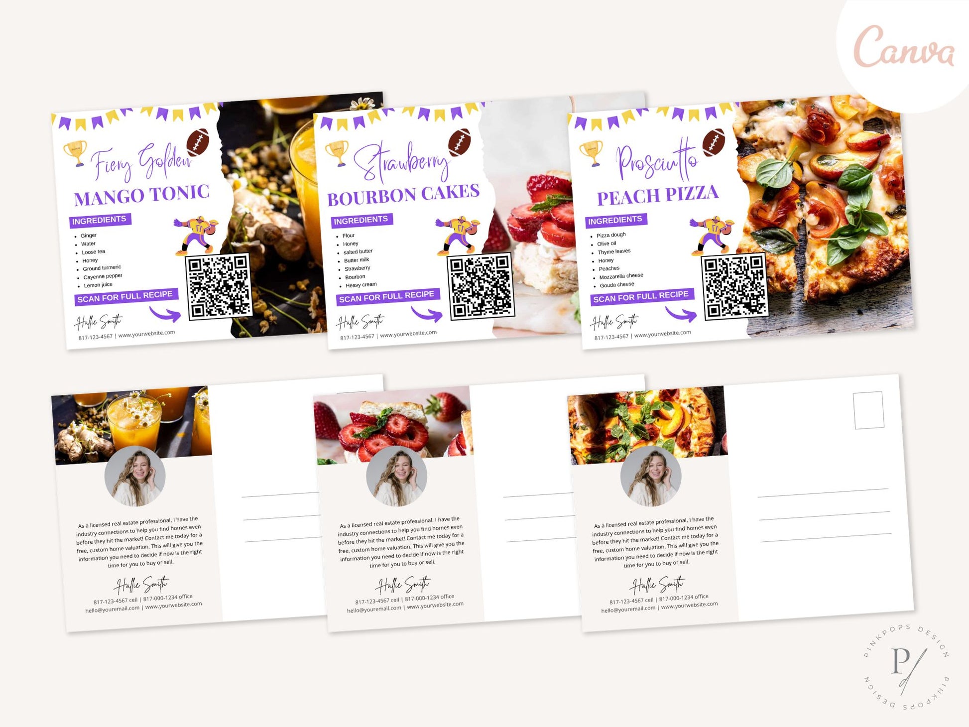 Super Bowl Real Estate Recipe Postcards - Themed postcards with tasty recipes and real estate tips for the big game.