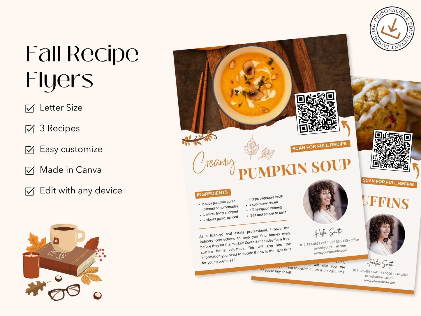 Fall Recipe Flyers Vol 01 for realtors, featuring autumn-themed recipes to engage clients and boost real estate branding.