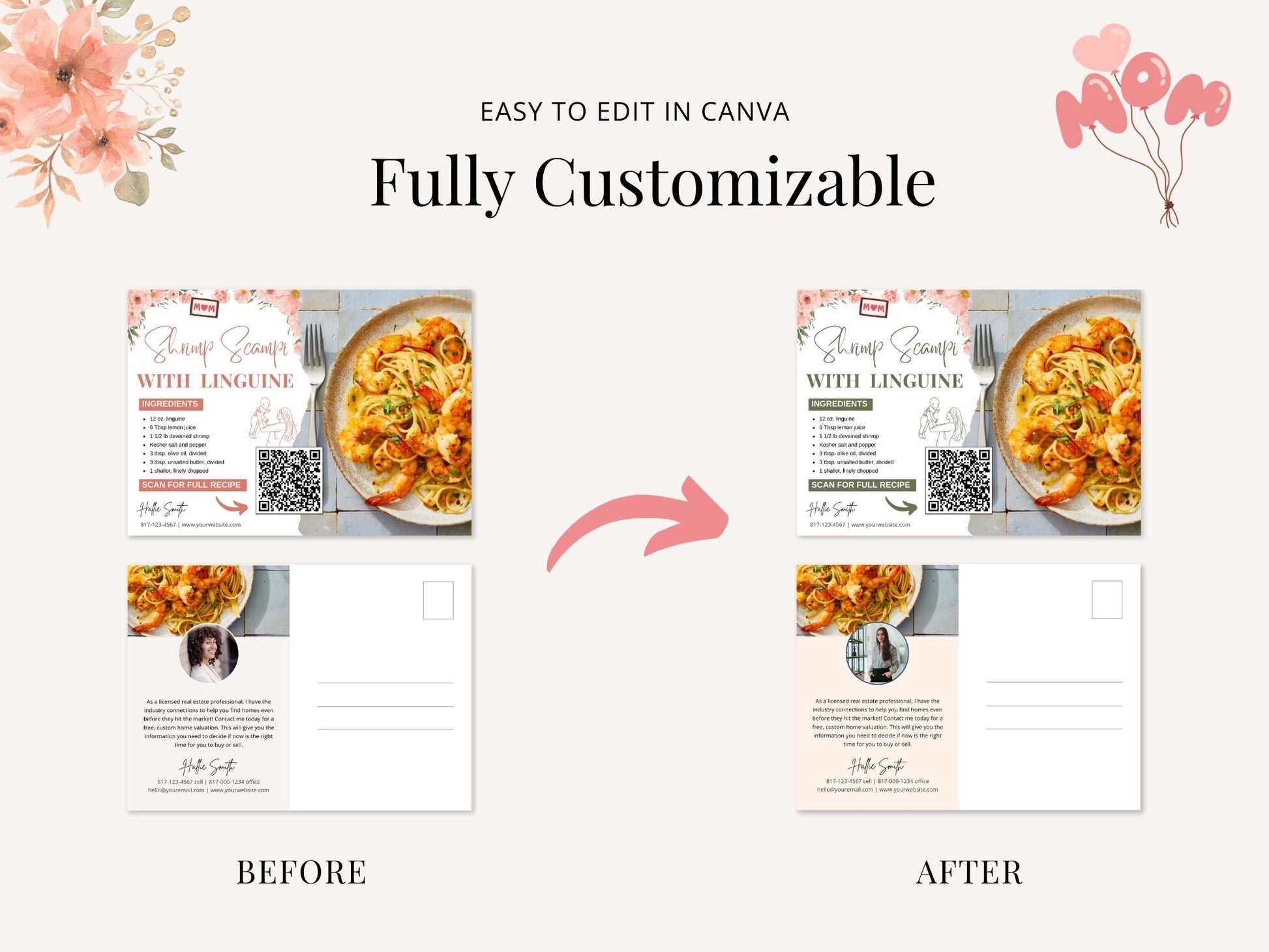 Mother's Day Recipe Postcards - Heartwarming postcards with delightful recipes for personalized real estate marketing on Mother's Day.