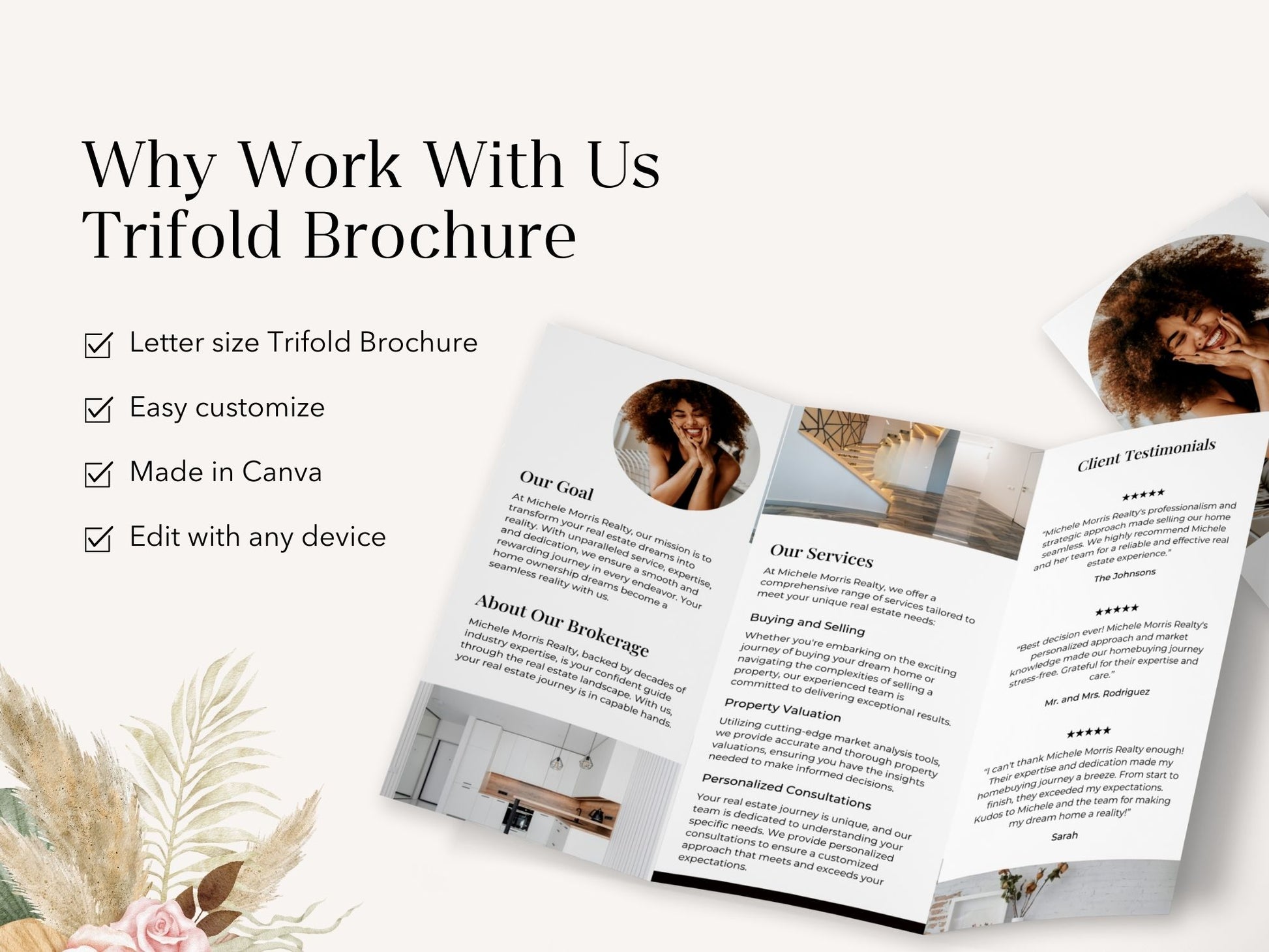 Why Work With Us Trifold Brochure - Black - Professionally designed real estate brochure showcasing the advantages of choosing our services.