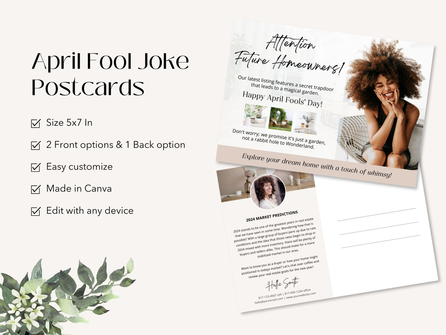 April Fool Joke Postcards - Professionally designed real estate postcards for lighthearted and playful communication during the April Fool's season.