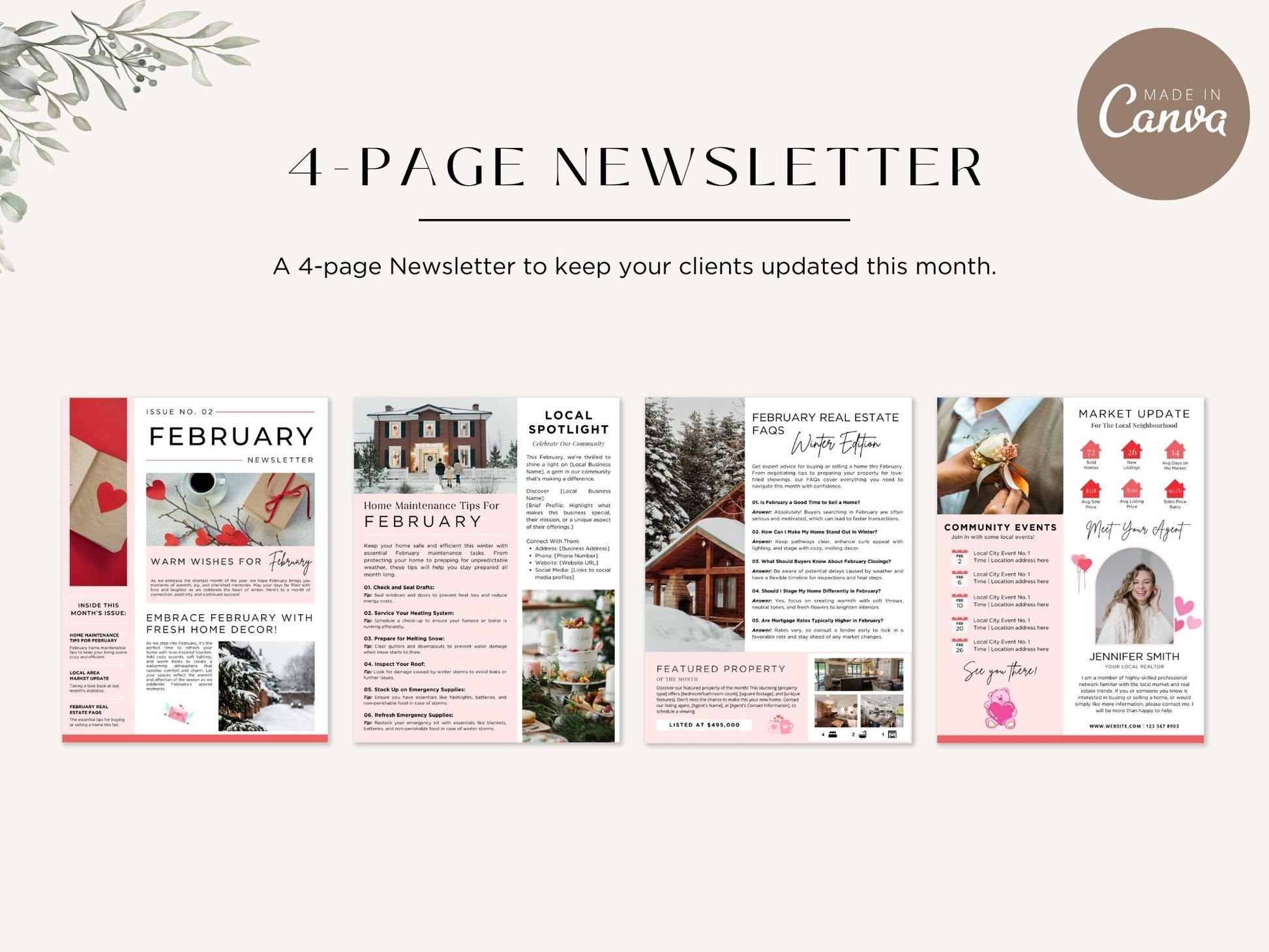 Modern, professional templates from the Monthly Newsletter Bundle Vol 02, designed for real estate updates and client engagement. 