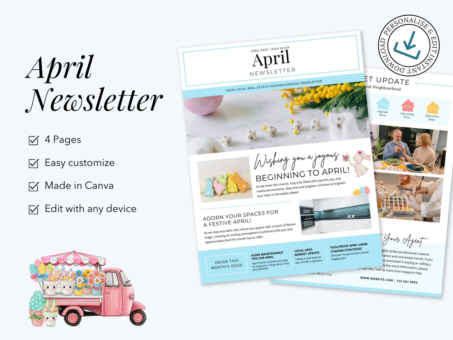 Minimal April Newsletter 2024 - Clean and modern real estate newsletter template for impactful communication.