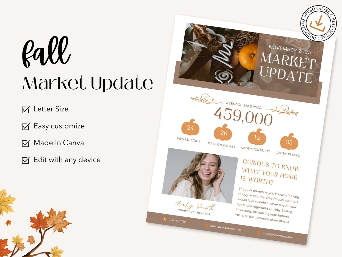 Real Estate Fall Market Update Flyer Vol 02 - Eye-catching flyer delivering essential fall market insights in a visually appealing format for effective communication with clients and prospects.