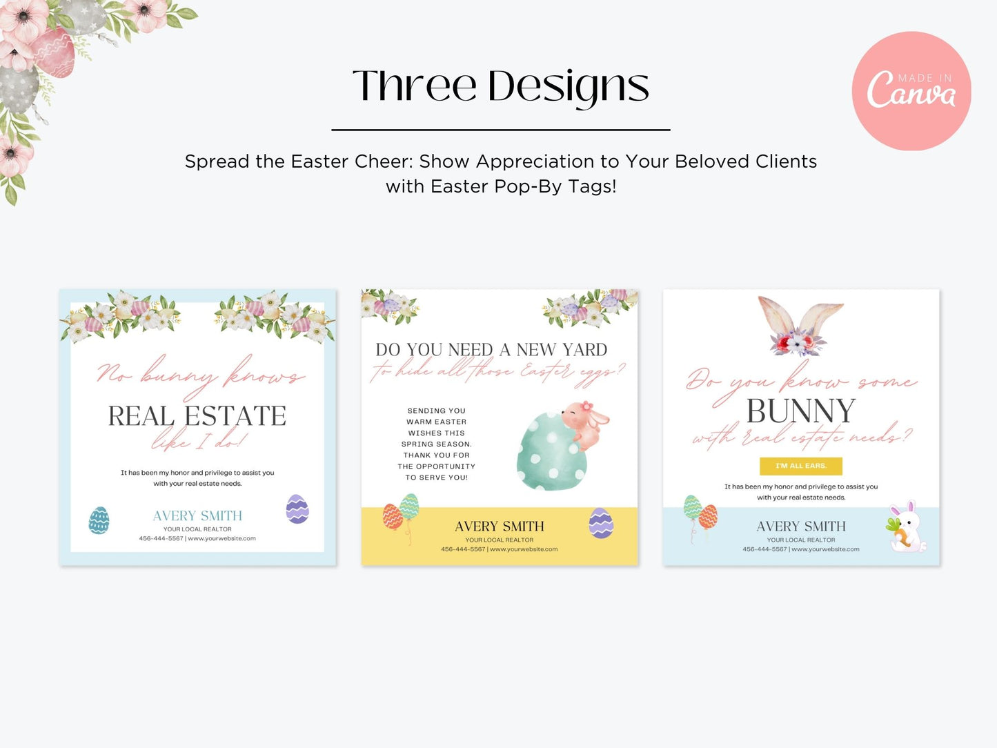 Easter Pop By Tags Bundle - Vibrant and festive pop-by tags for personalized real estate marketing during the Easter season.