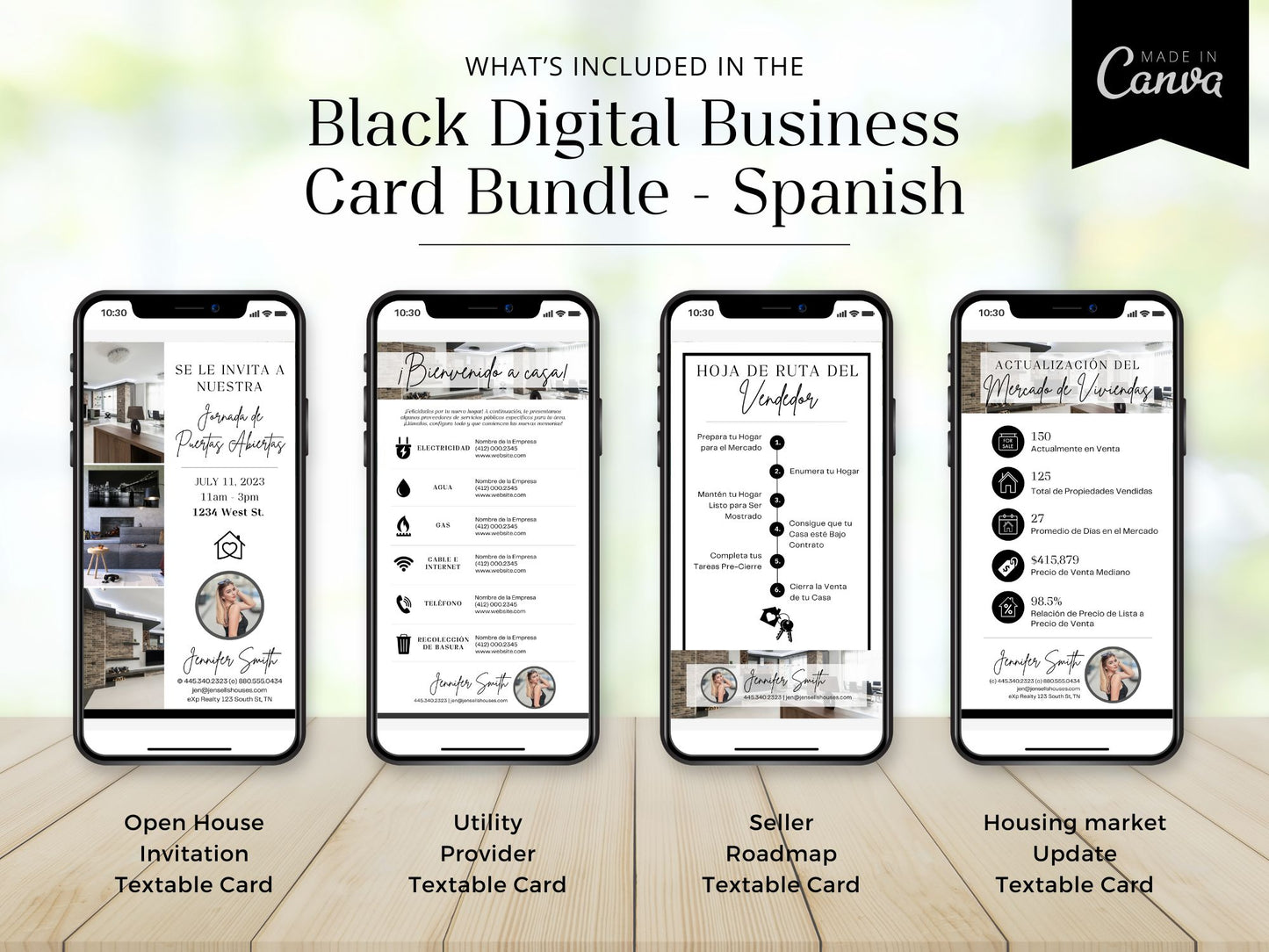 Spanish Black Real Estate Textable Bundle - Power up your real estate marketing strategy with our professional textables in Spanish.