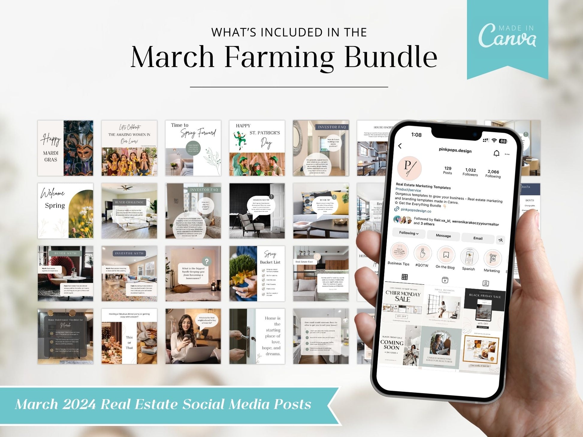 March Farming Bundle - Comprehensive tools for real estate farming and community engagement in March.