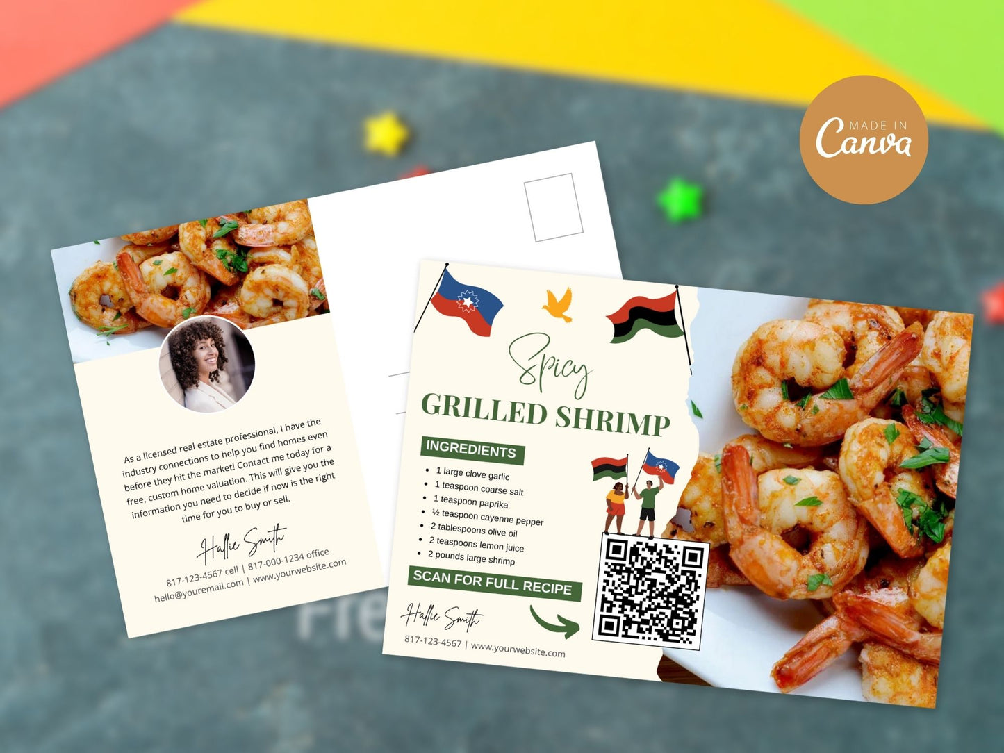 Juneteenth Real Estate Recipe Postcards - Celebrate cultural heritage with delicious recipes and community connection.