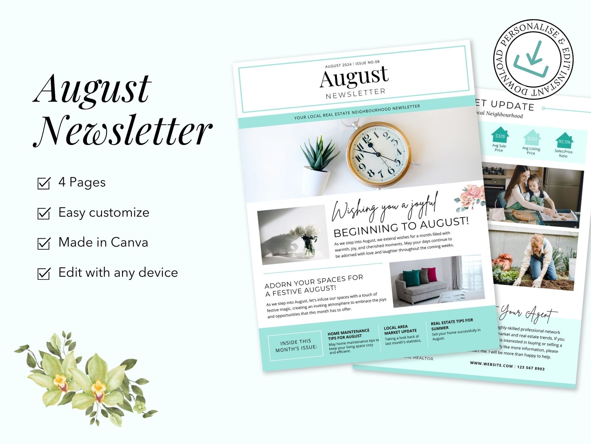 Minimal August Newsletter - Sleek and modern template for real estate updates and insights.