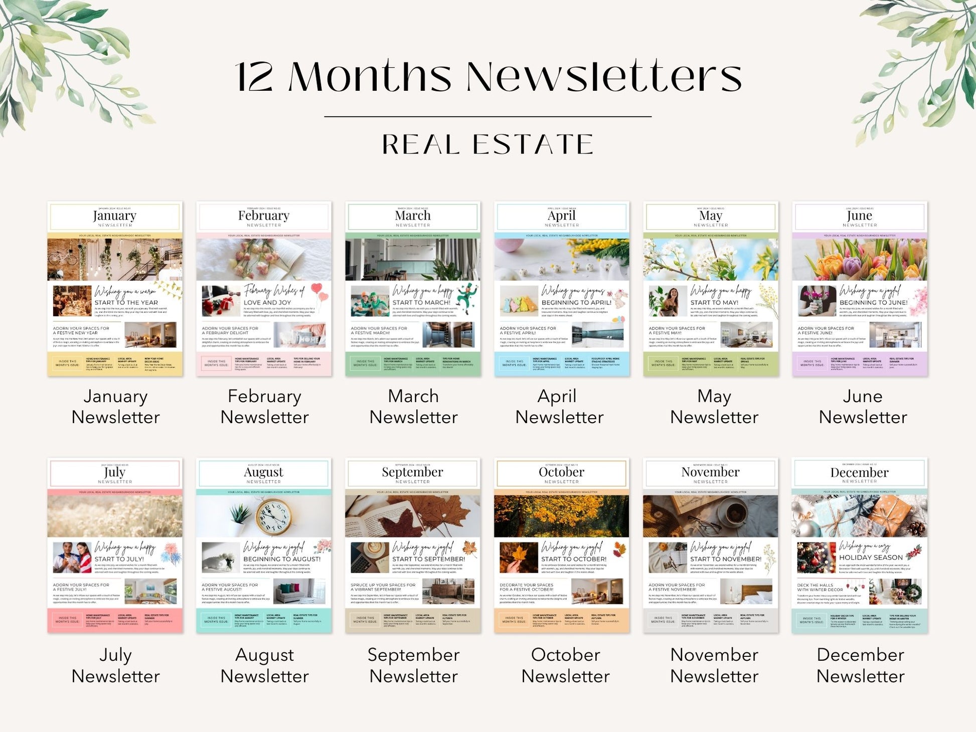 Monthly Newsletter Bundle - Stay connected with engaging newsletters for every month.