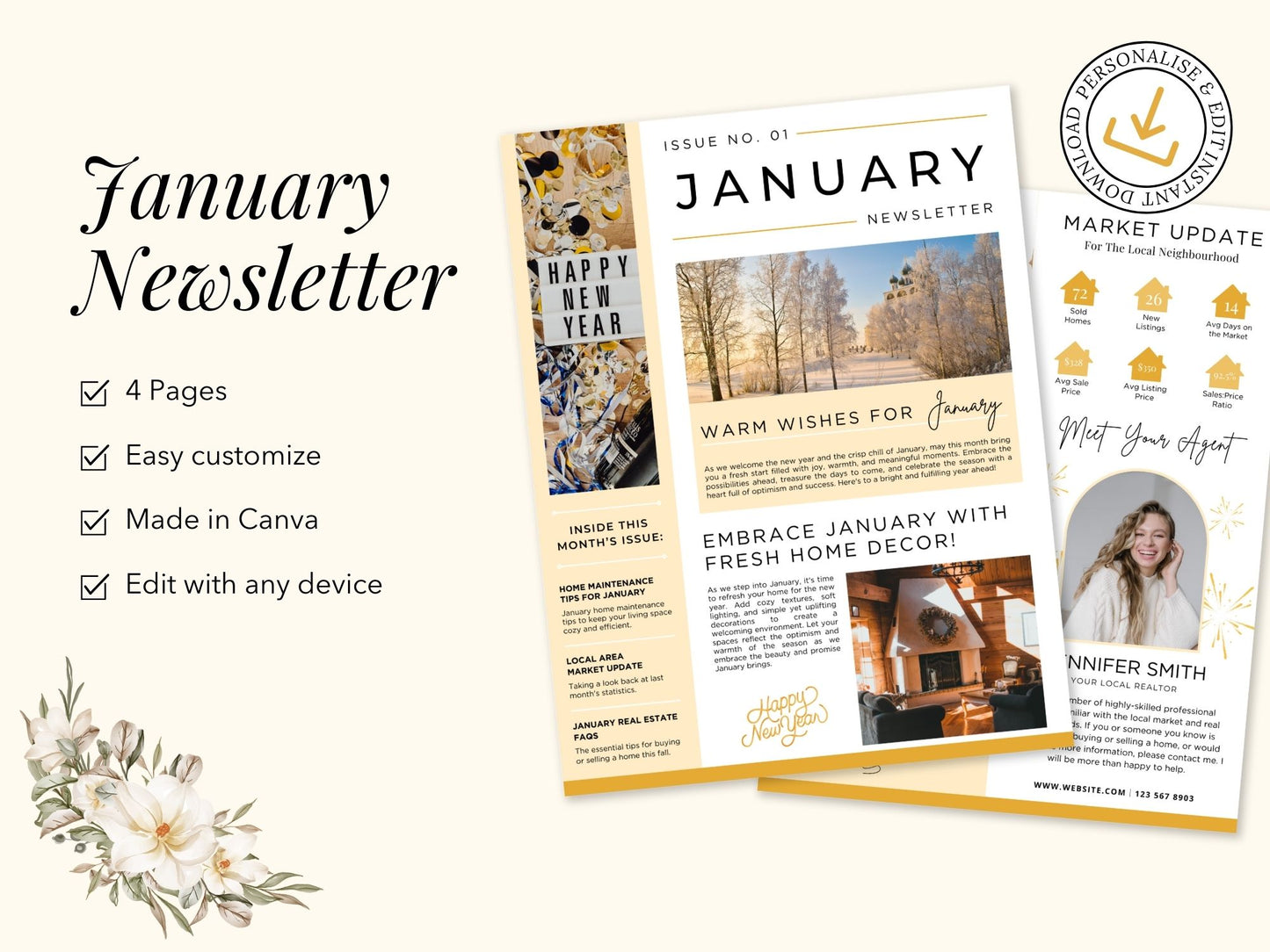 January Newsletter 2025 featuring real estate updates, tips, and trends for client engagement.