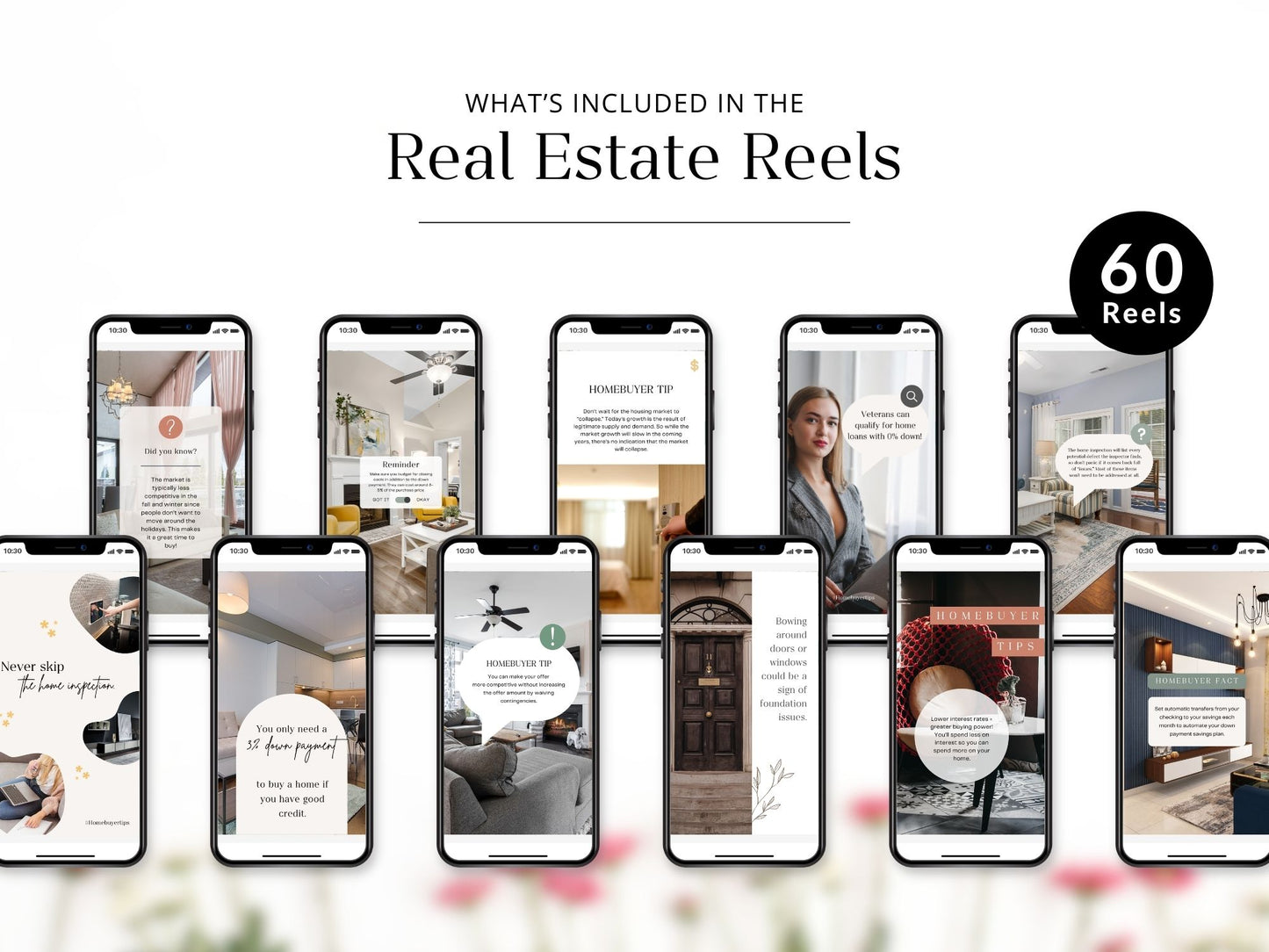 60 Real Estate Reels Vol 01 - Collection of real estate-themed Instagram reels for agents.
