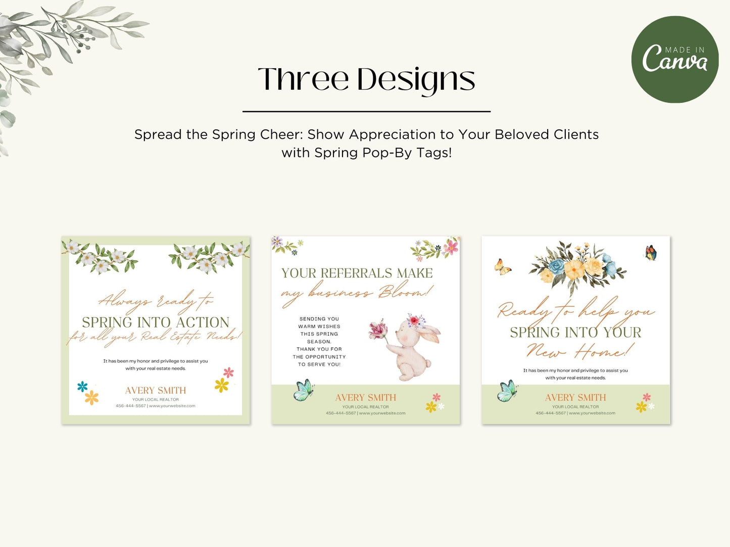 Spring Pop By Tags Bundle - Professionally designed real estate gift tags with vibrant and fresh spring themes.