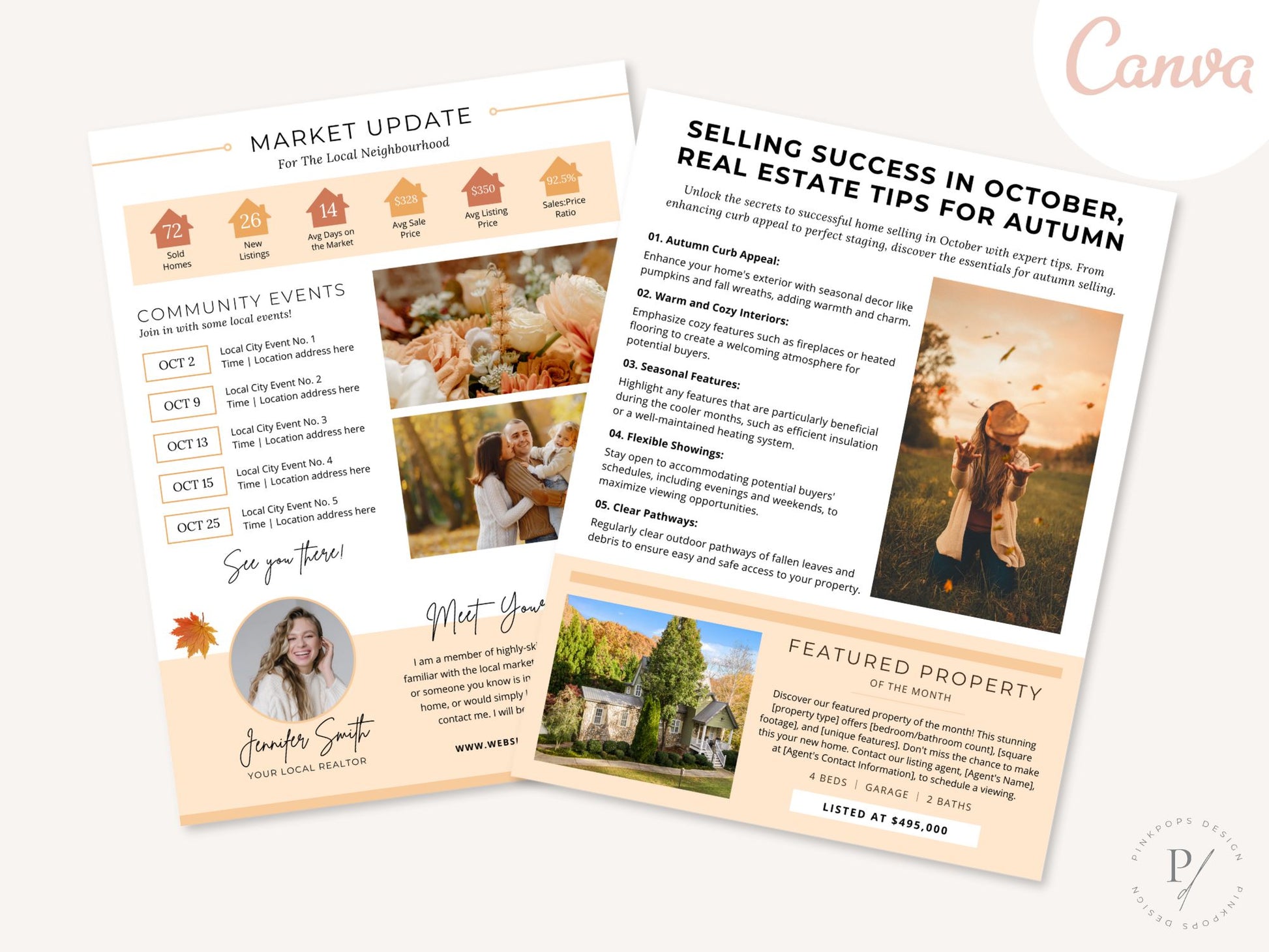 Minimal October Newsletter 2024 template for real estate professionals, featuring market updates and seasonal tips.