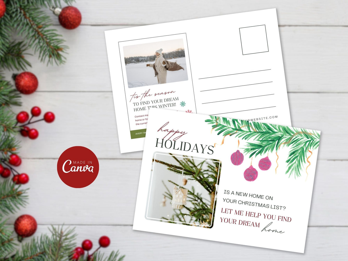 Real Estate Happy Holidays Christmas Postcard - Conveying Warm Holiday Wishes for Clients