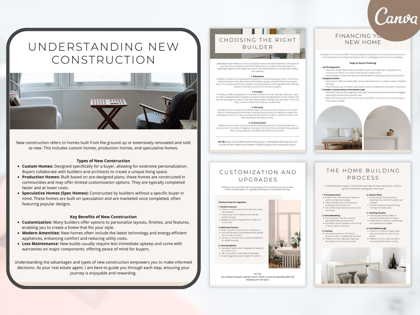 Minimal New Construction Guide for realtors, offering a step-by-step resource on the new build
home buying process.