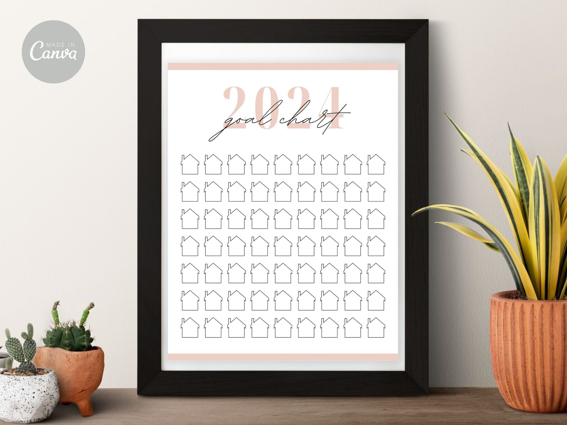 Real Estate Blush Pink 2024 Realtor Goal Chart - Visually appealing chart for goal setting and tracking in a sophisticated blush pink theme, providing a motivational and elegant tool for achieving real estate milestones