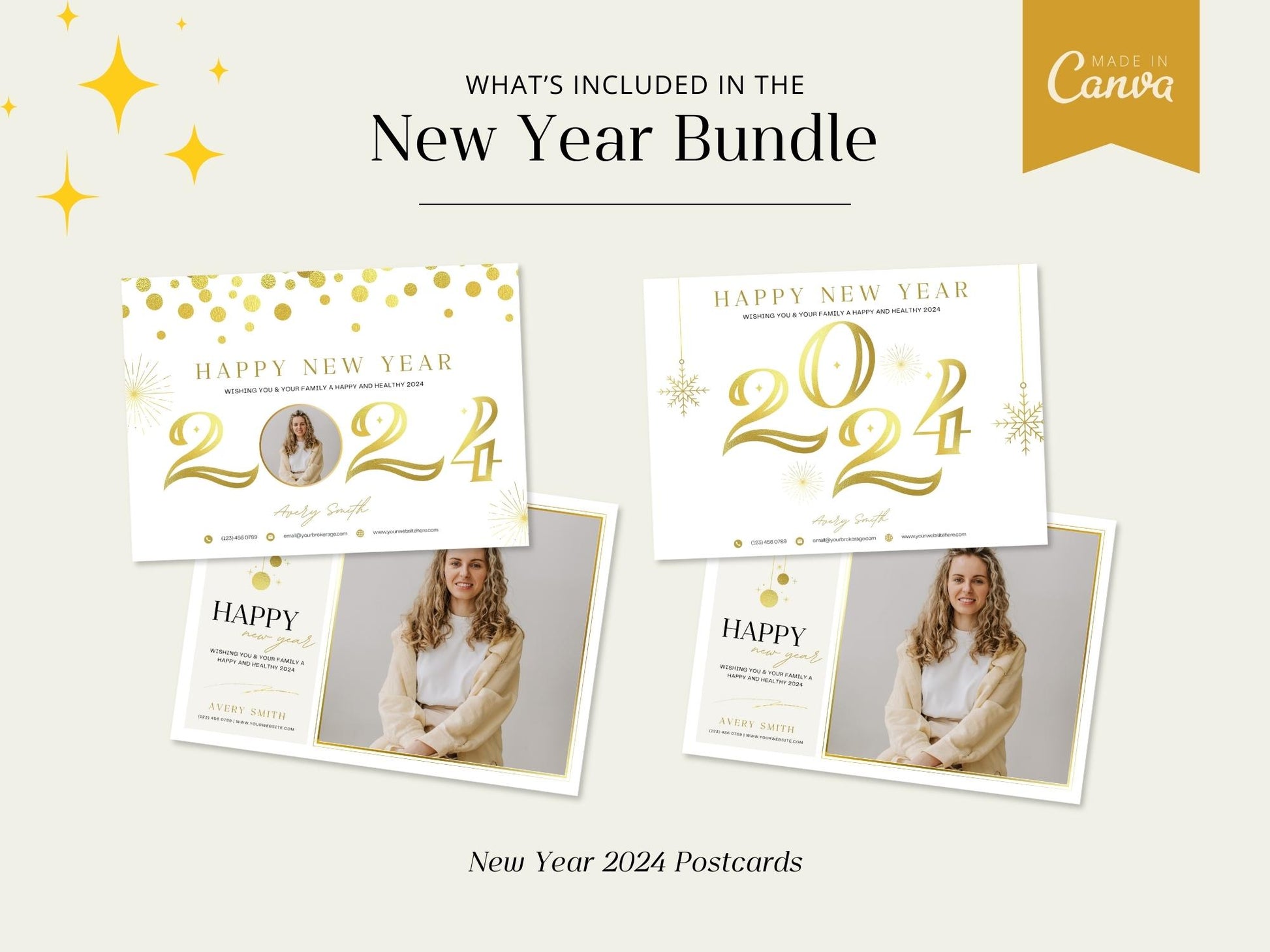 Real Estate New Year Bundle: Elevate Your Marketing with Professional Templates for a Memorable New Year Connection.