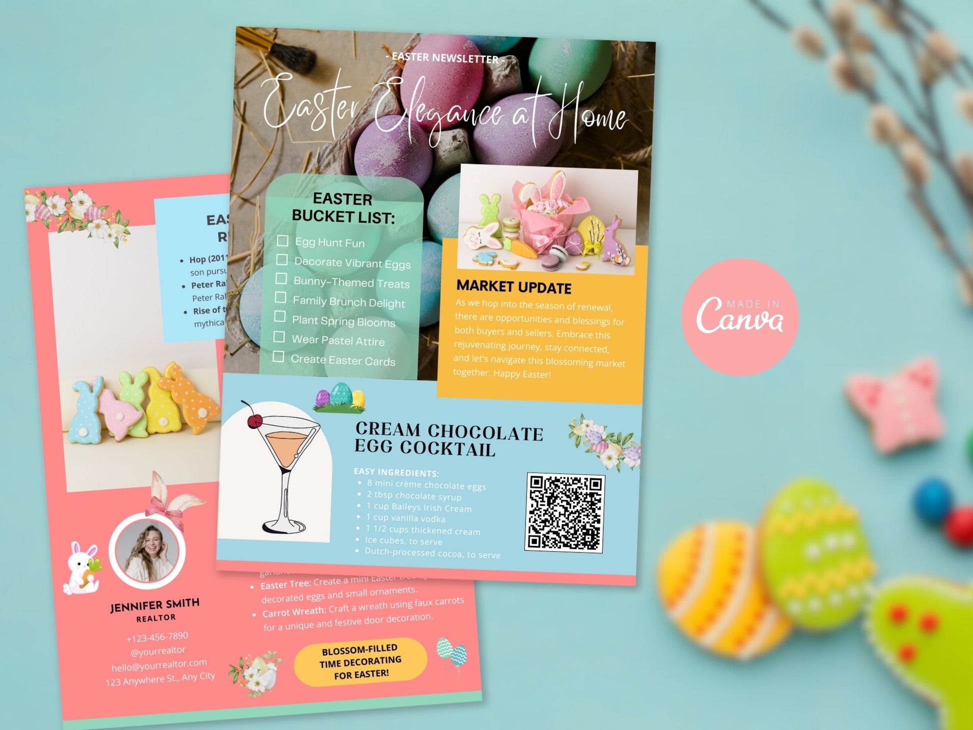 Easter Holiday Newsletter - Festive real estate newsletter template for spreading Easter joy.