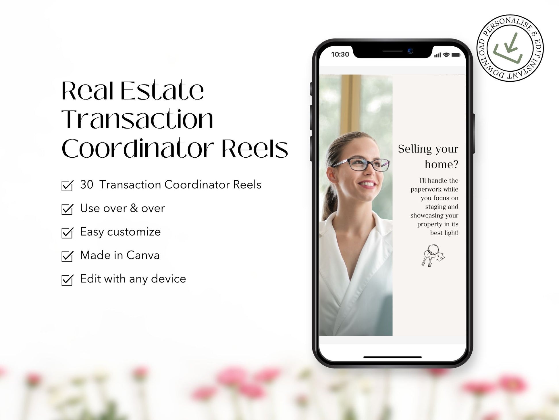 Instagram reel templates designed for transaction coordinators to educate and promote real estate closing services.