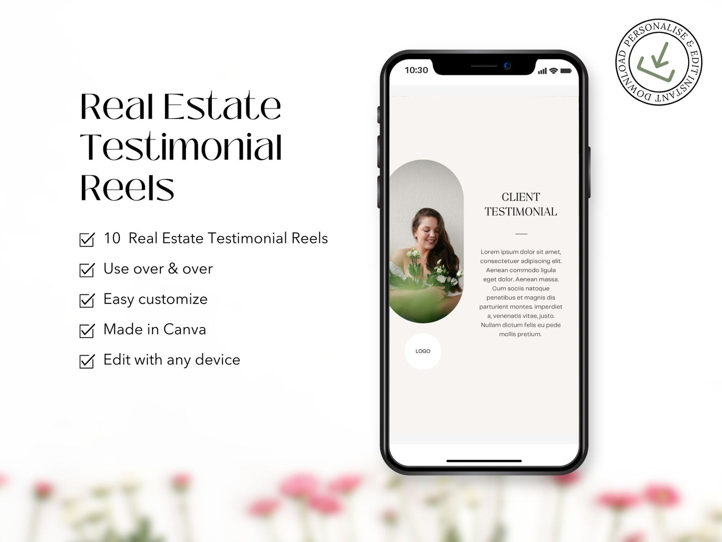 Instagram reel templates featuring client testimonials for real estate agents, designed to build trust and credibility.