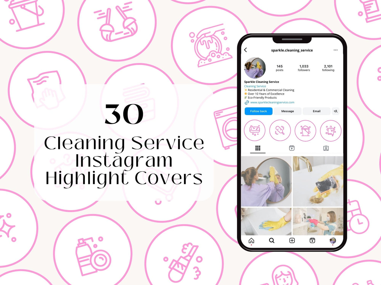 Pink Outline Cleaning Highlight Covers - Elegant and minimalist icons for showcasing cleaning services on Instagram.