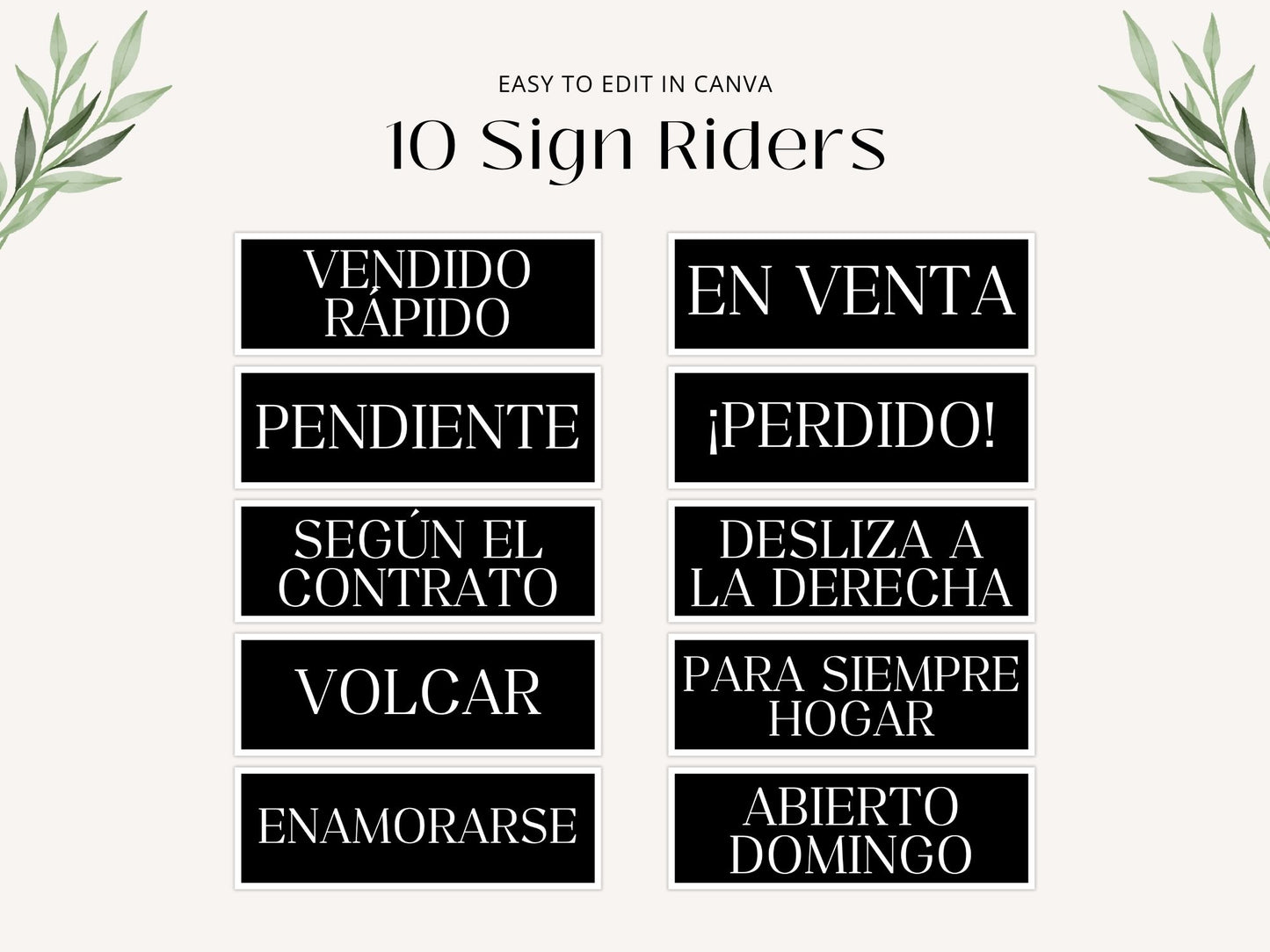 Black Spanish Yard Signs- Stylish yard signs for Spanish-speaking real estate clients.