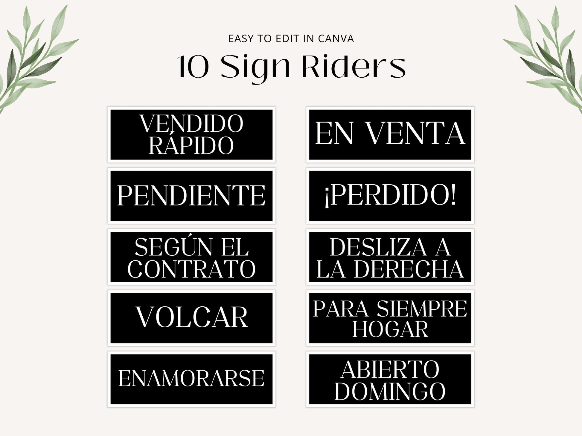 Black Spanish Yard Signs- Stylish yard signs for Spanish-speaking real estate clients.