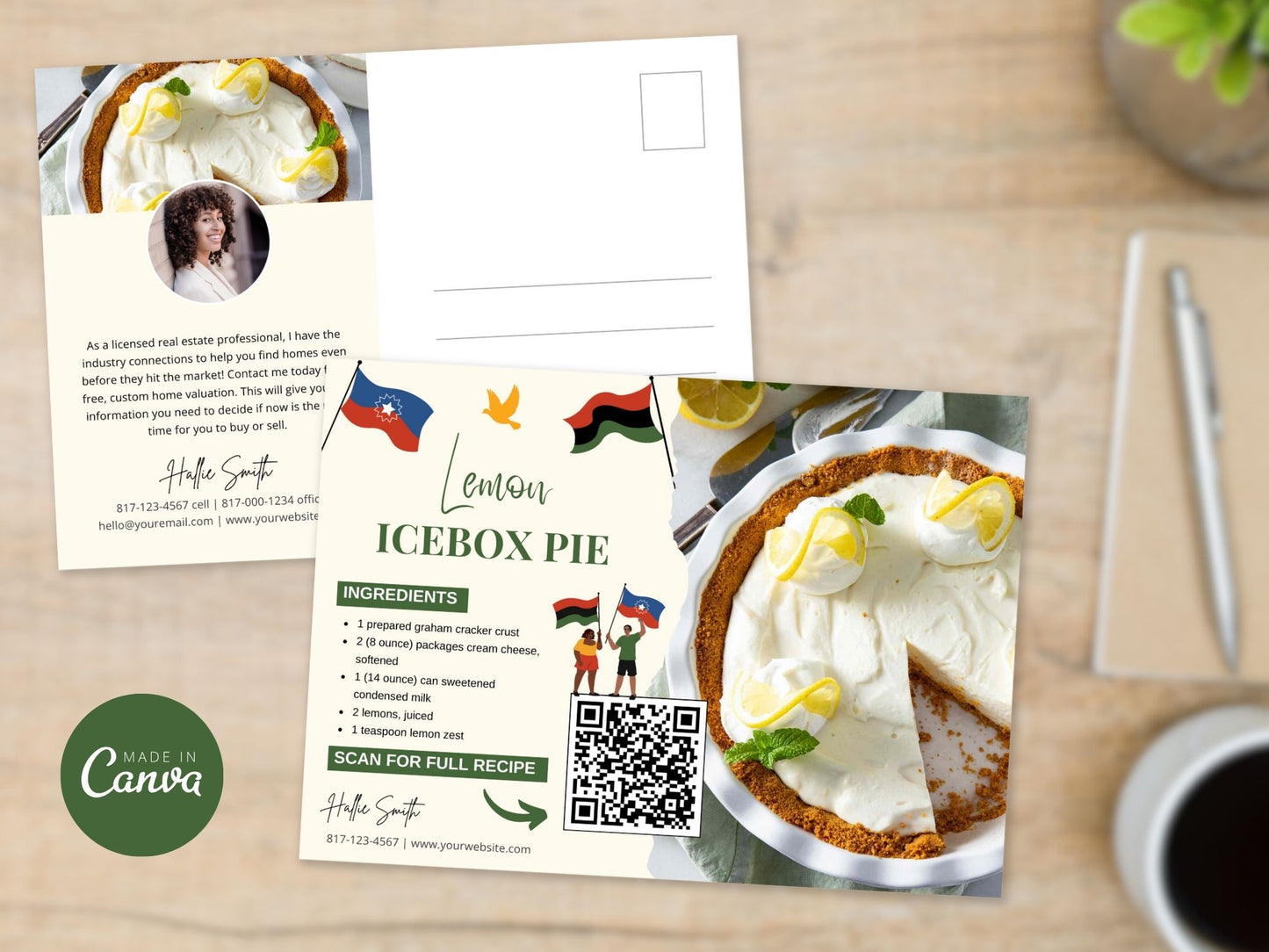 Juneteenth Real Estate Recipe Postcards - Celebrate cultural heritage with delicious recipes and community connection.