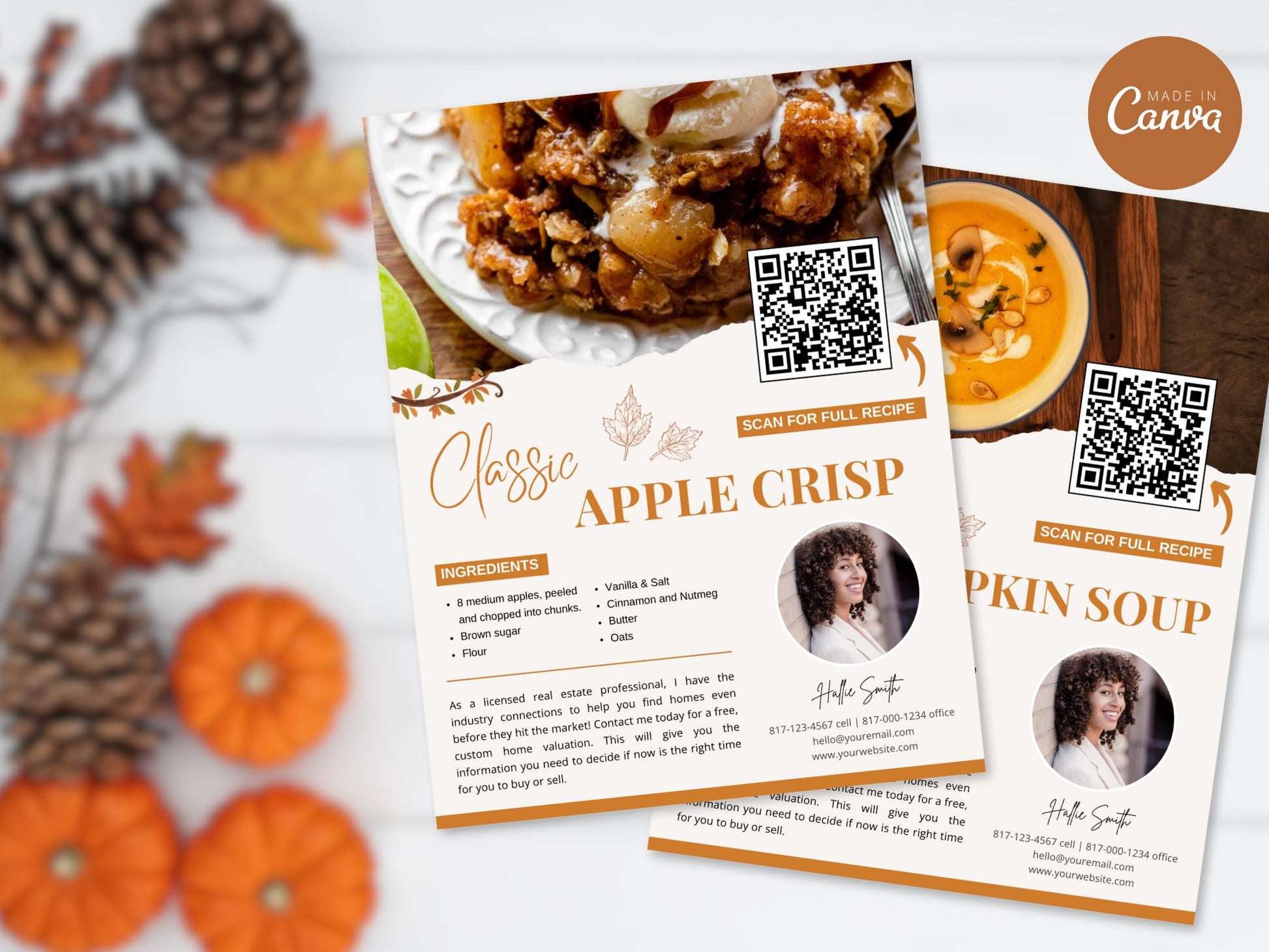 Fall Recipe Flyers Vol 01 for realtors, featuring autumn-themed recipes to engage clients and boost real estate branding.