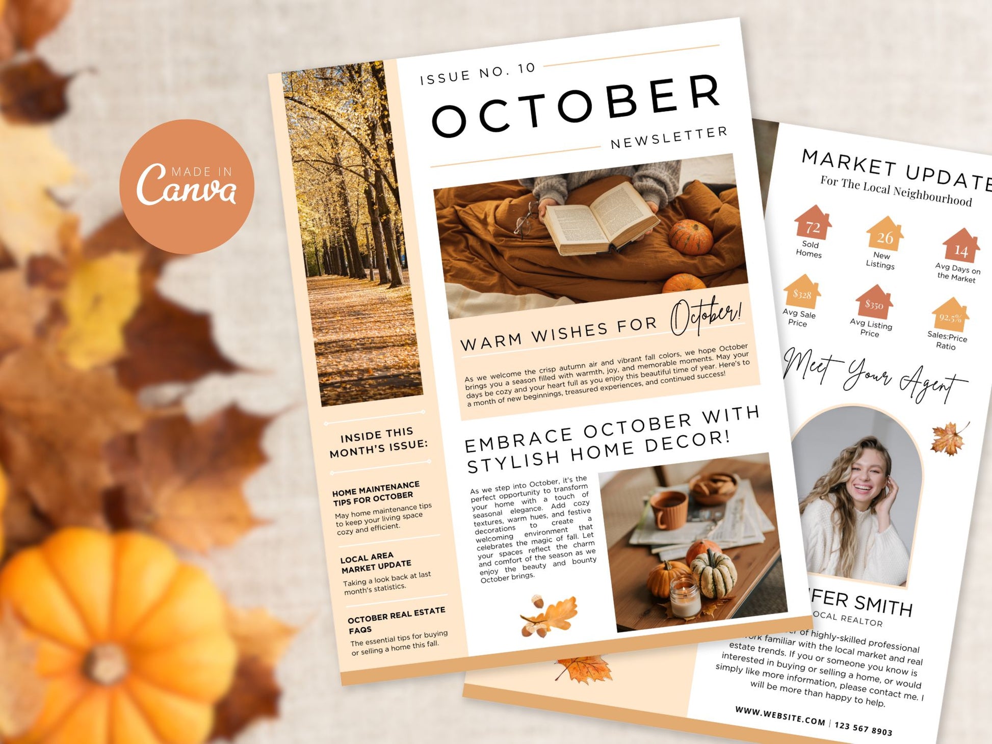 October Newsletter 2024 Vol 02 template for real estate professionals, featuring market trends and seasonal tips.