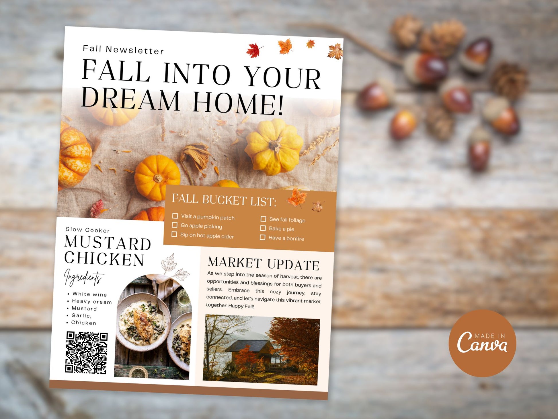 Fall Holiday Newsletter 2024 template designed for real estate professionals, featuring seasonal
market trends and holiday tips.
