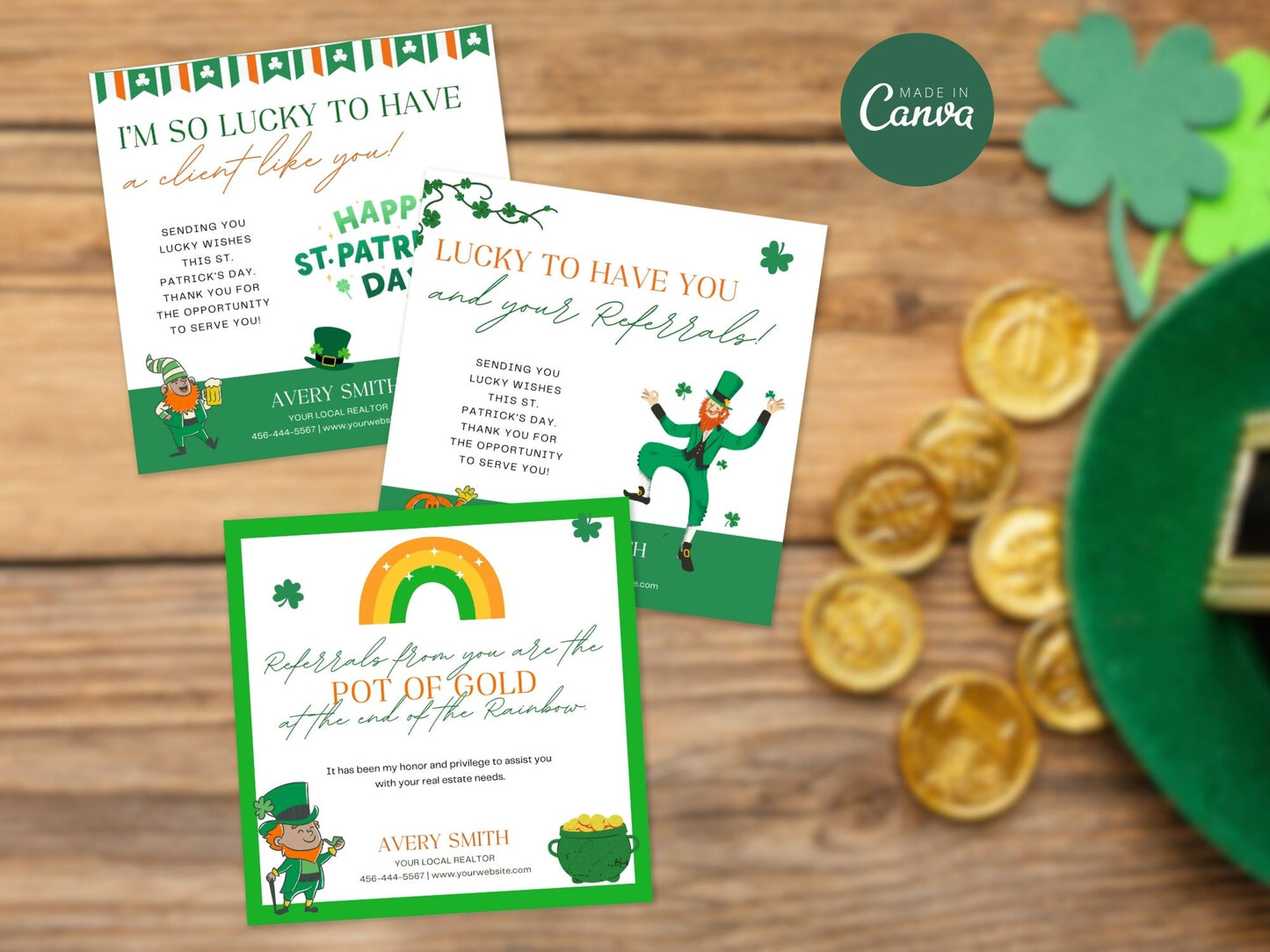 St. Patrick's Day Pop By Tags Bundle - Professionally designed real estate gift tags with festive St. Patrick's Day themes.