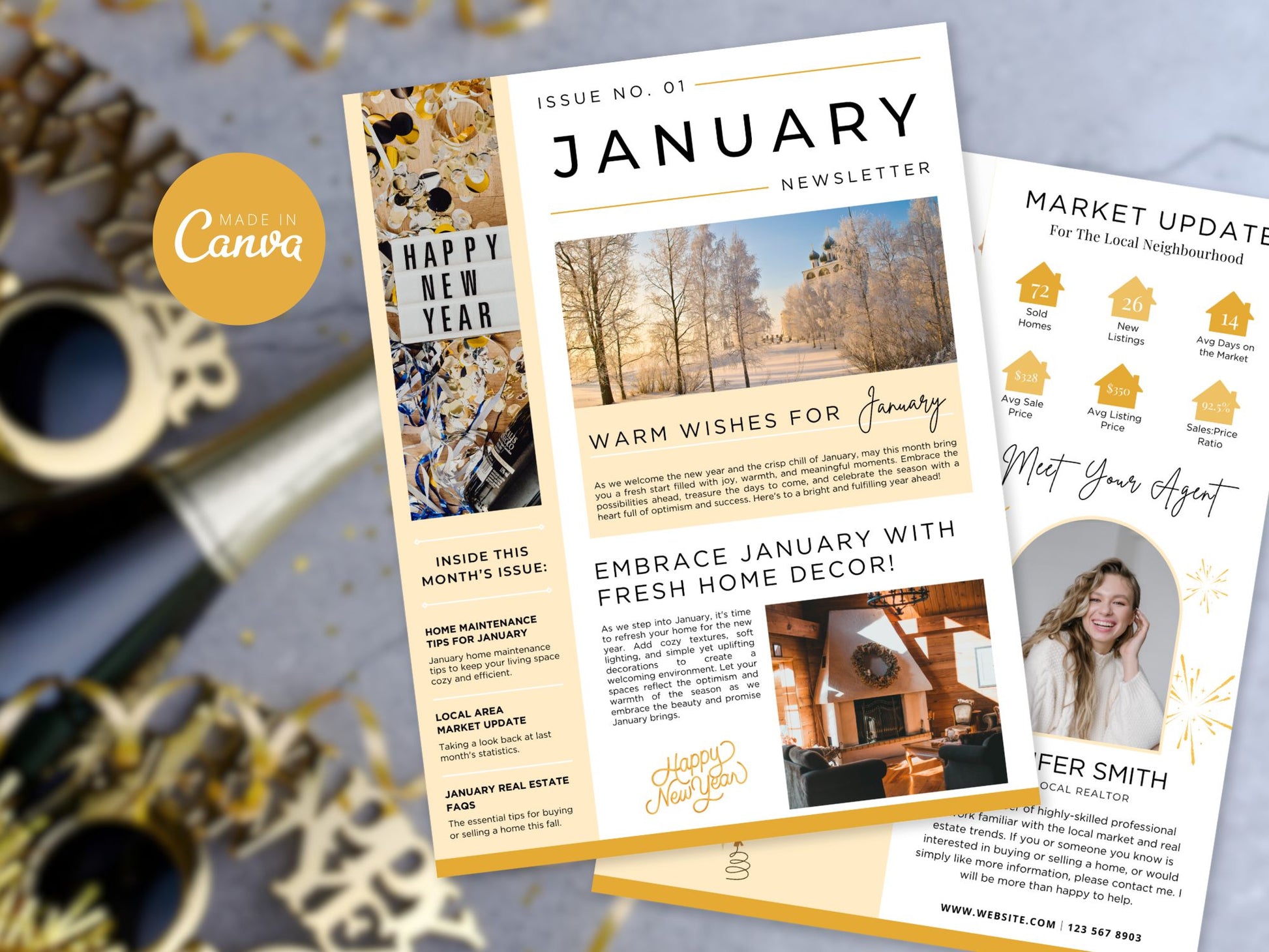 January Newsletter 2025 featuring real estate updates, tips, and trends for client engagement.